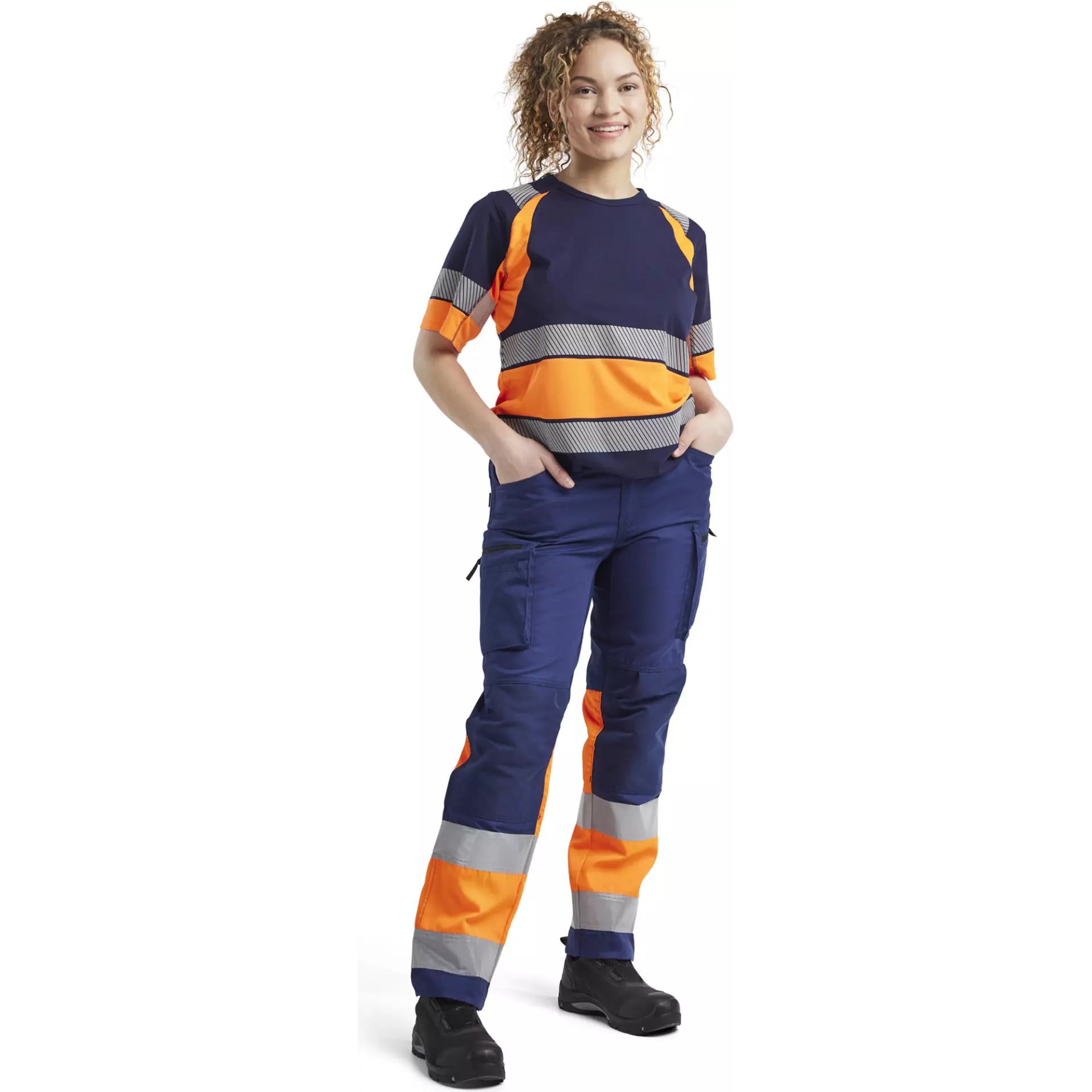 Blåkläder 716118118953, Women's High-Vis Stretch Pants, Dark Blue/Hi-Vis Orange, image 5