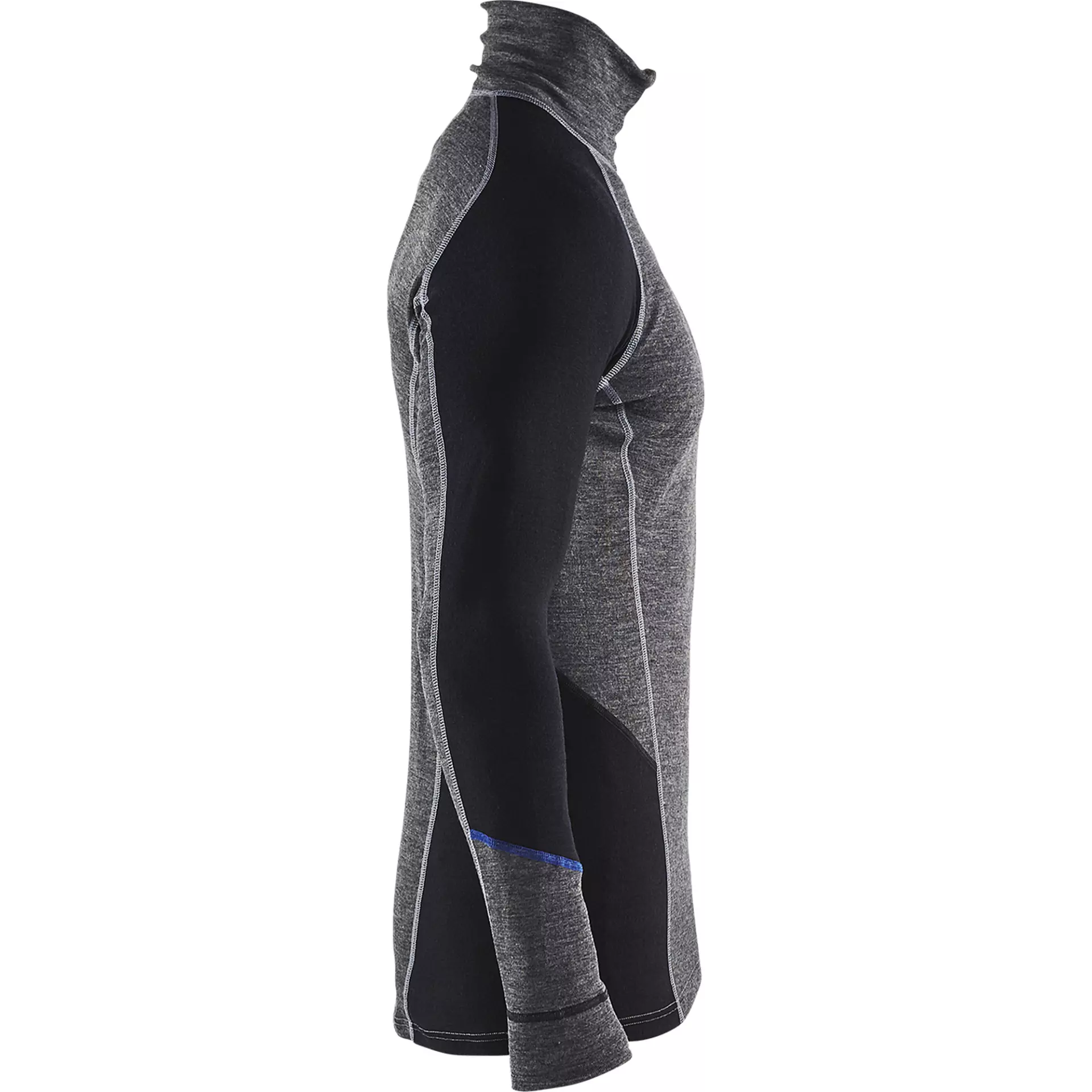 Blåkläder 489917329699, WARM Base Layer Shirt With Zip, 100% Merino Wool, Gray/Black, image 2
