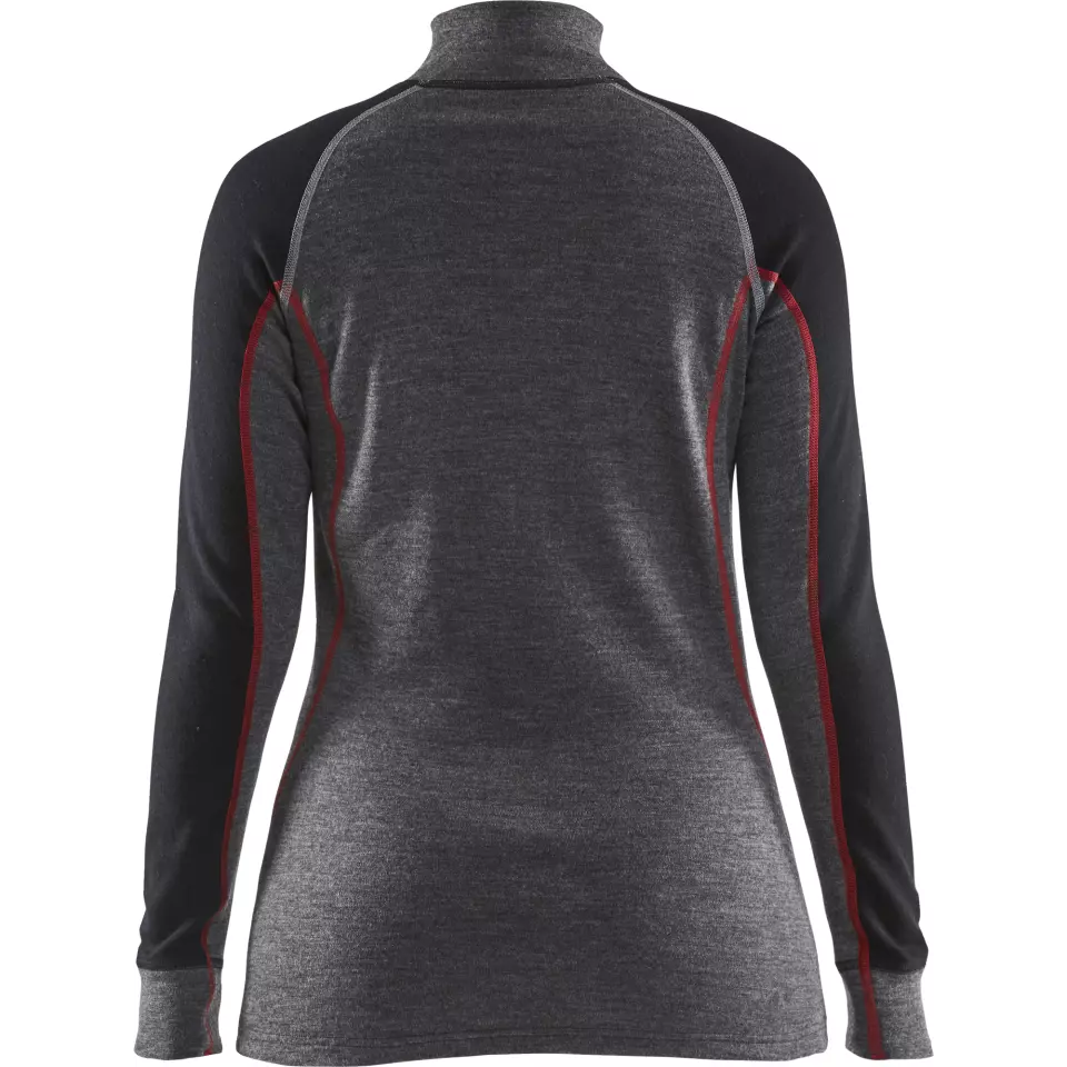 Blåkläder 729917369699, XWARM Women's Long Sleeve Base Layer Shirt with Zip, 100% Merino Wool, Gray/Black, image 4, gallery thumbnail