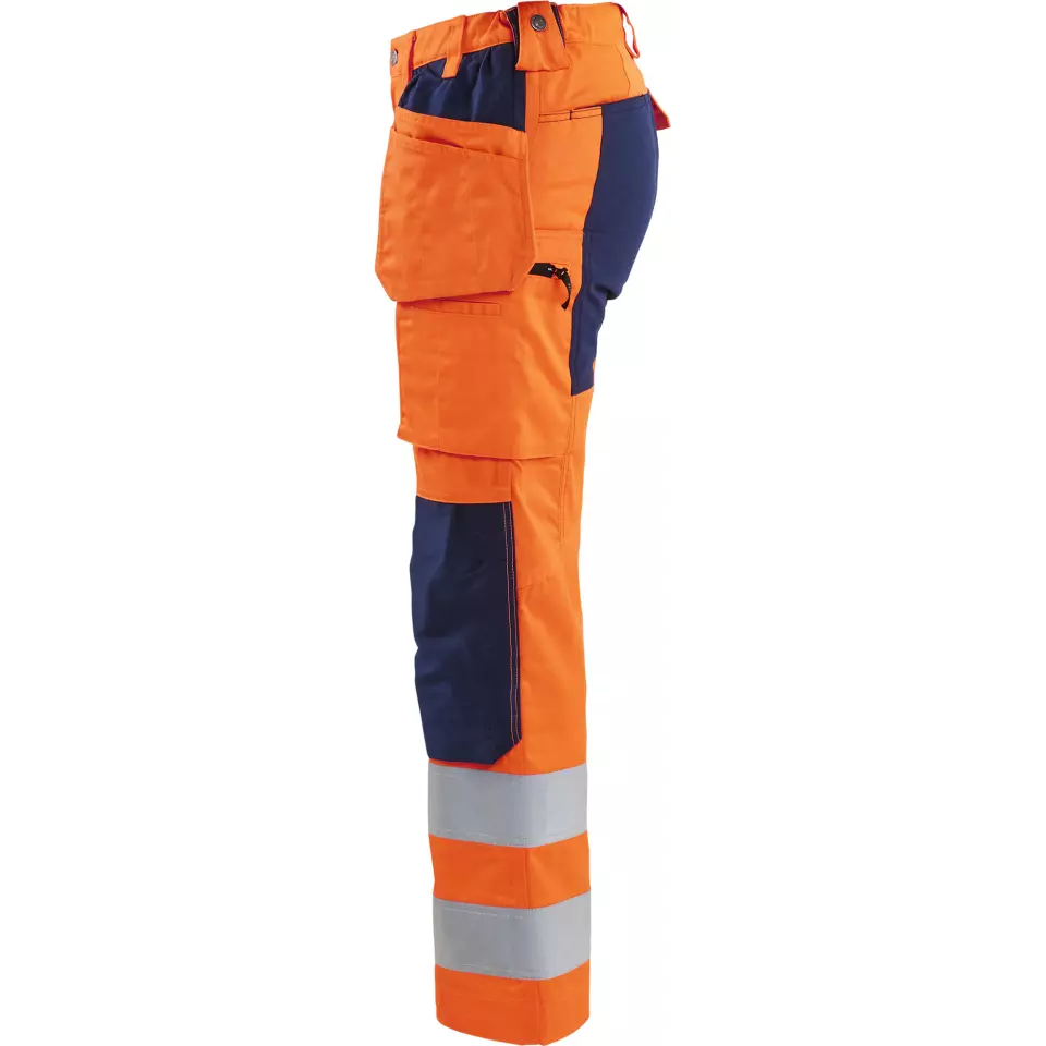 Blåkläder 716318115389, Women's High-Vis Holster Pants, Stretch, Hi-Vis Orange/Navy Blue, image 3, gallery thumbnail