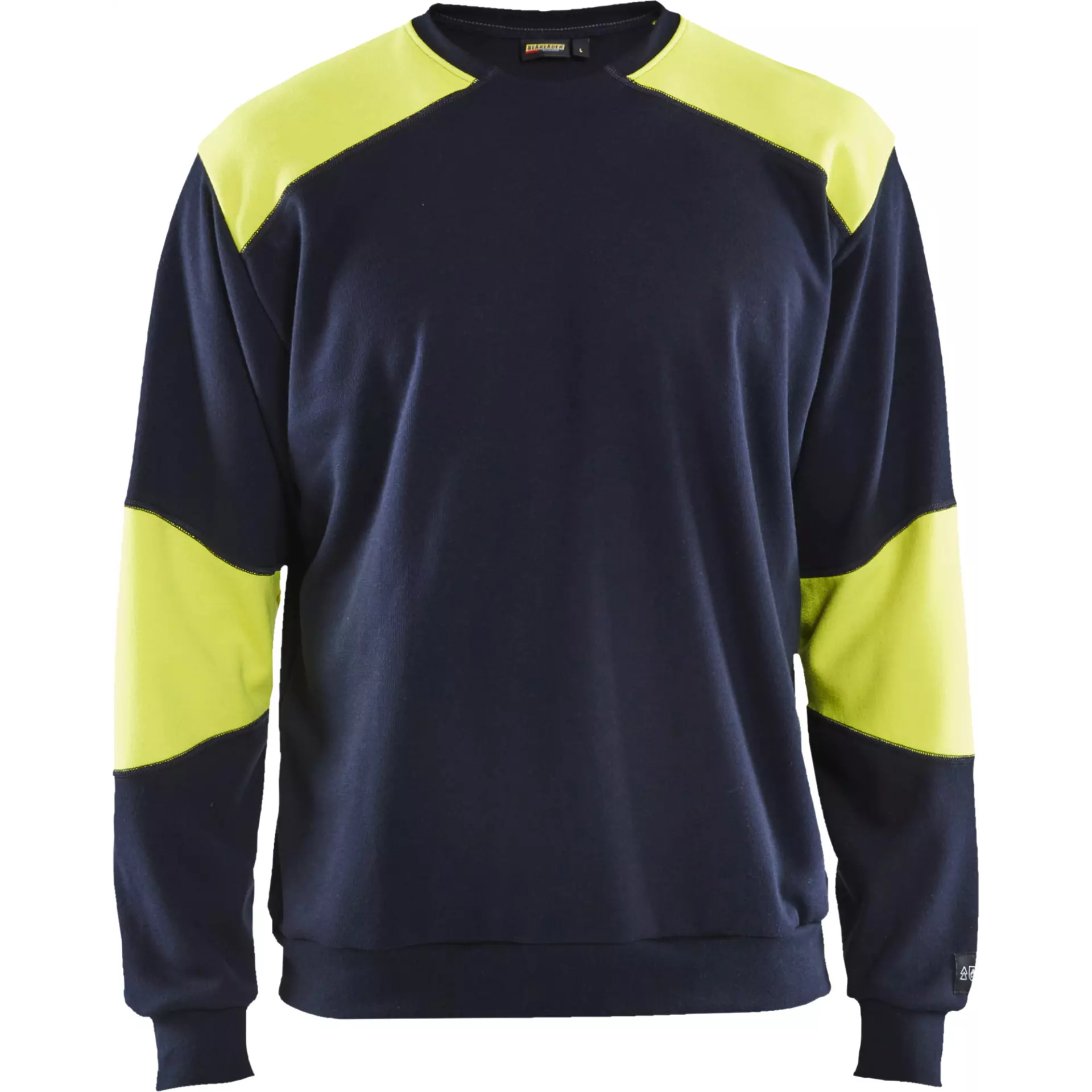 Blåkläder 345817628933, Flame Retardant Sweatshirt, Dark Blue/Yellow