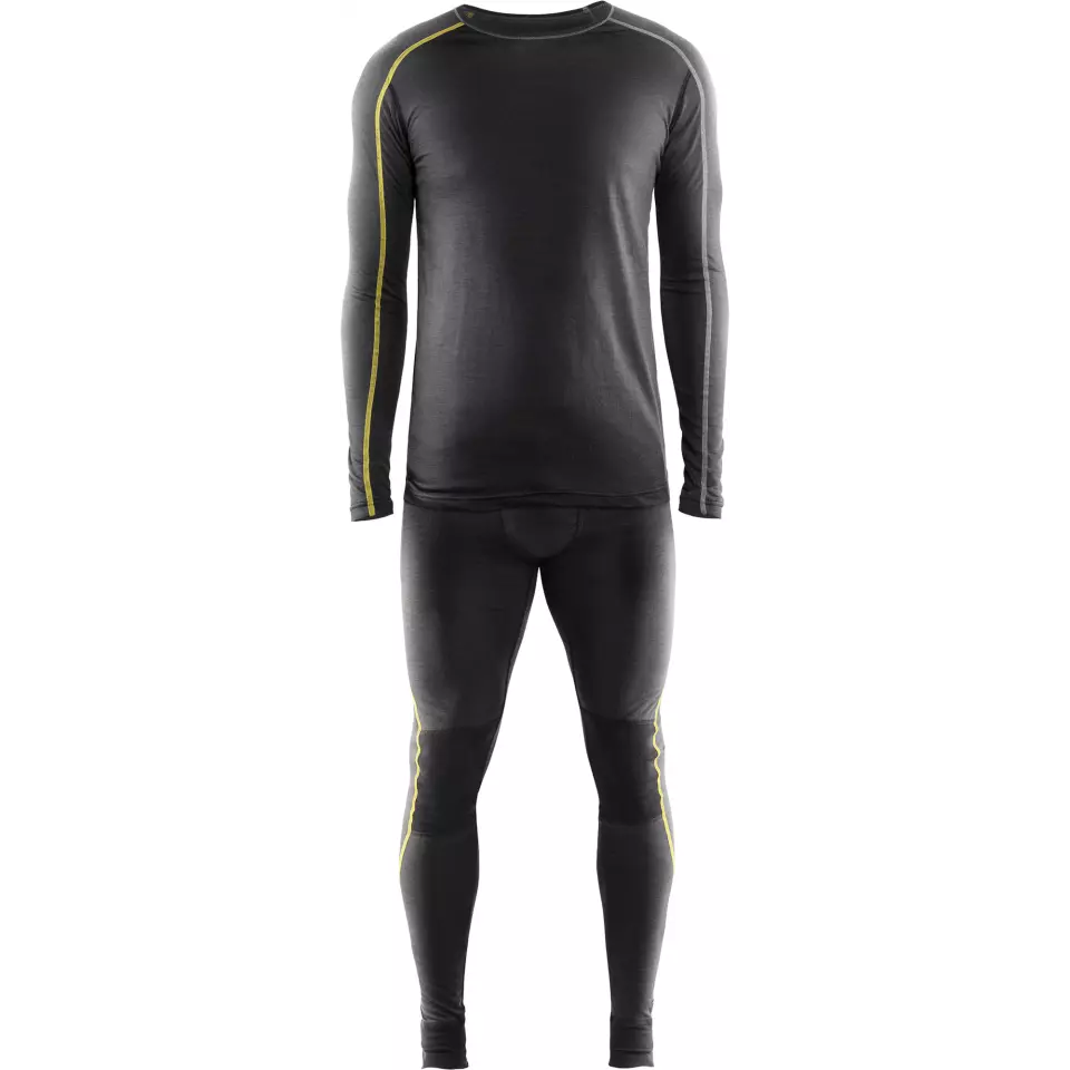 Blåkläder 479917349835, XLIGHT Base Layer Shirt, 100% Merino Wool, Dark Gray/Yellow, image 6, gallery thumbnail