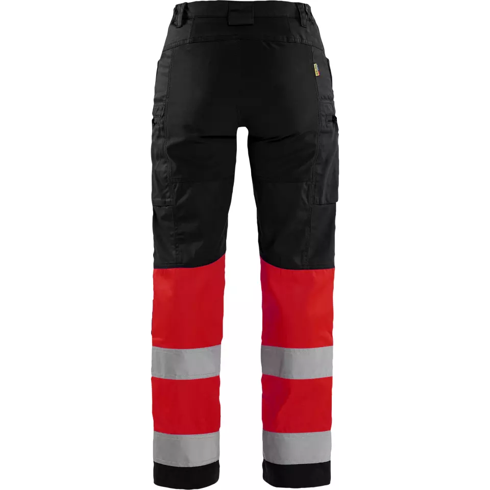 Blåkläder 716118119955, Women's High-Vis Stretch Pants, Black/High-Vis Red, image 4, gallery thumbnail