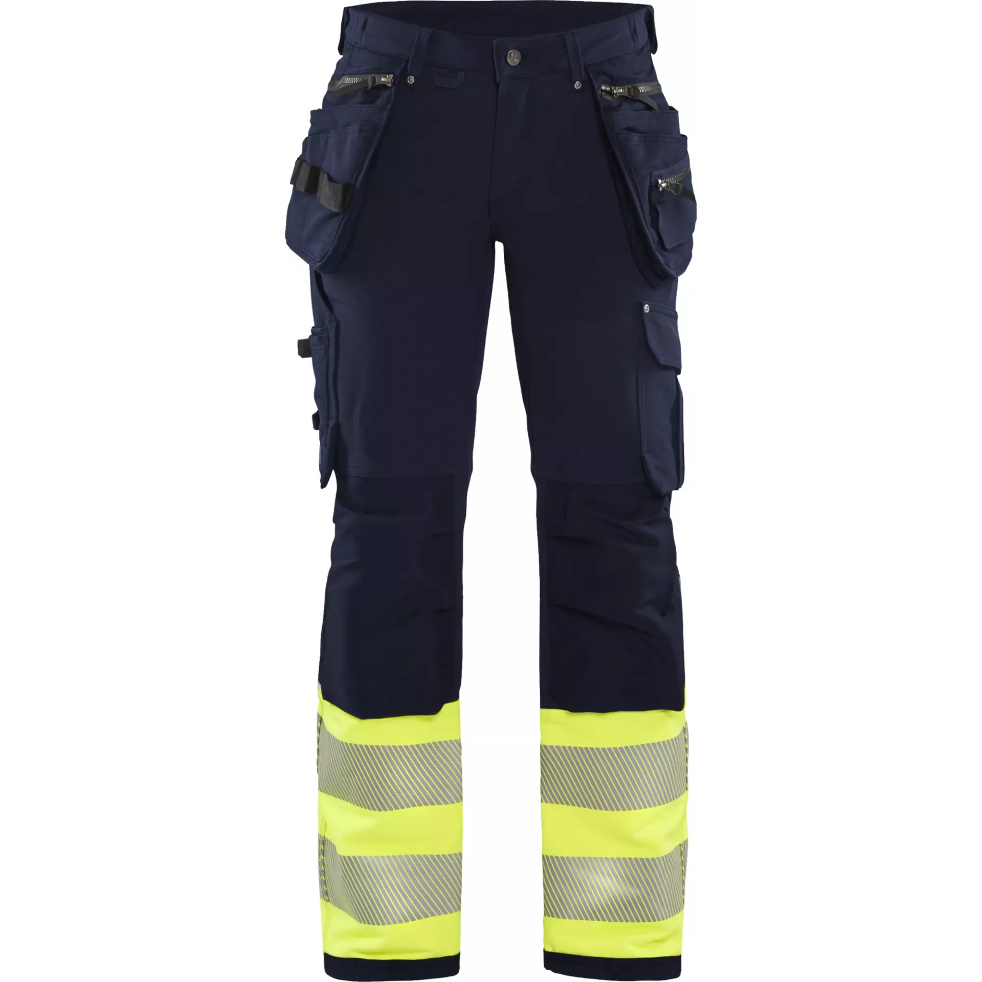 Blåkläder 719316428933, Damen Warnschutz-Handwerkerhose, 4-Wege-Stretch, Dunkelblau/Warngelb