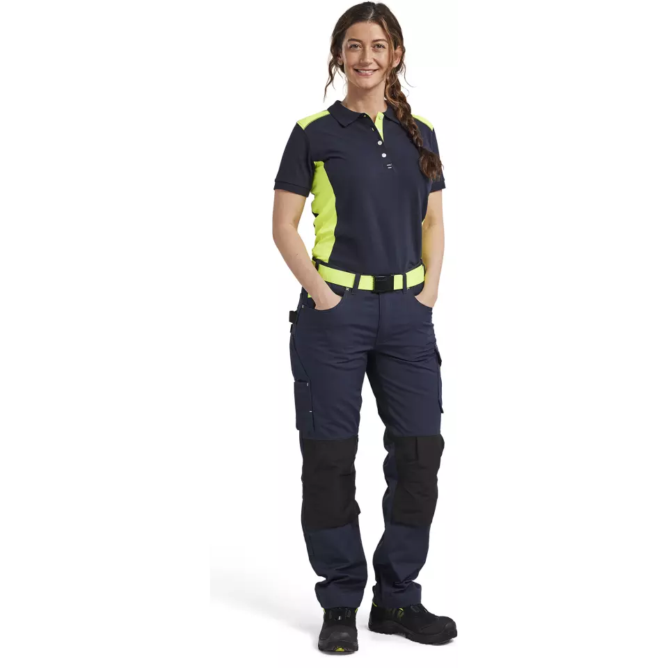 Blåkläder 339010508633, Women's Polo Shirt, Navy Blue/Yellow, image 5, gallery thumbnail