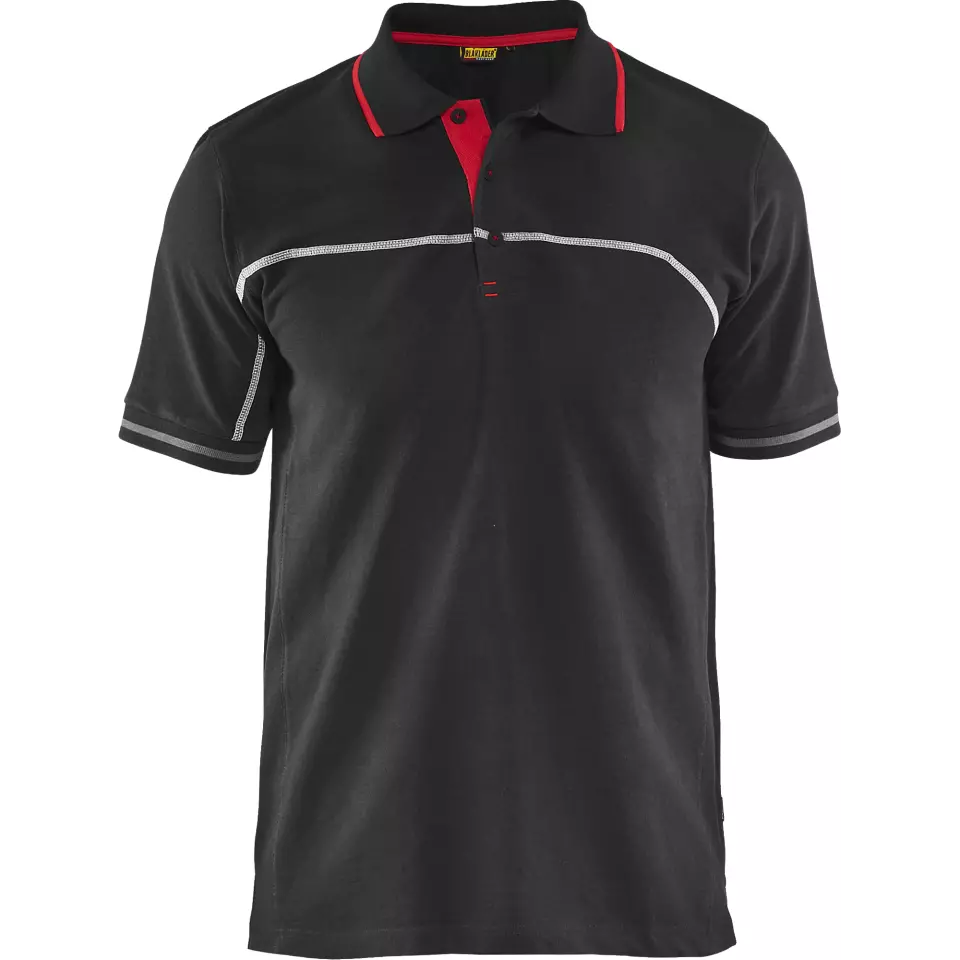 Blåkläder 338910509956, Polo Shirt, Black/Red, image 1, gallery thumbnail