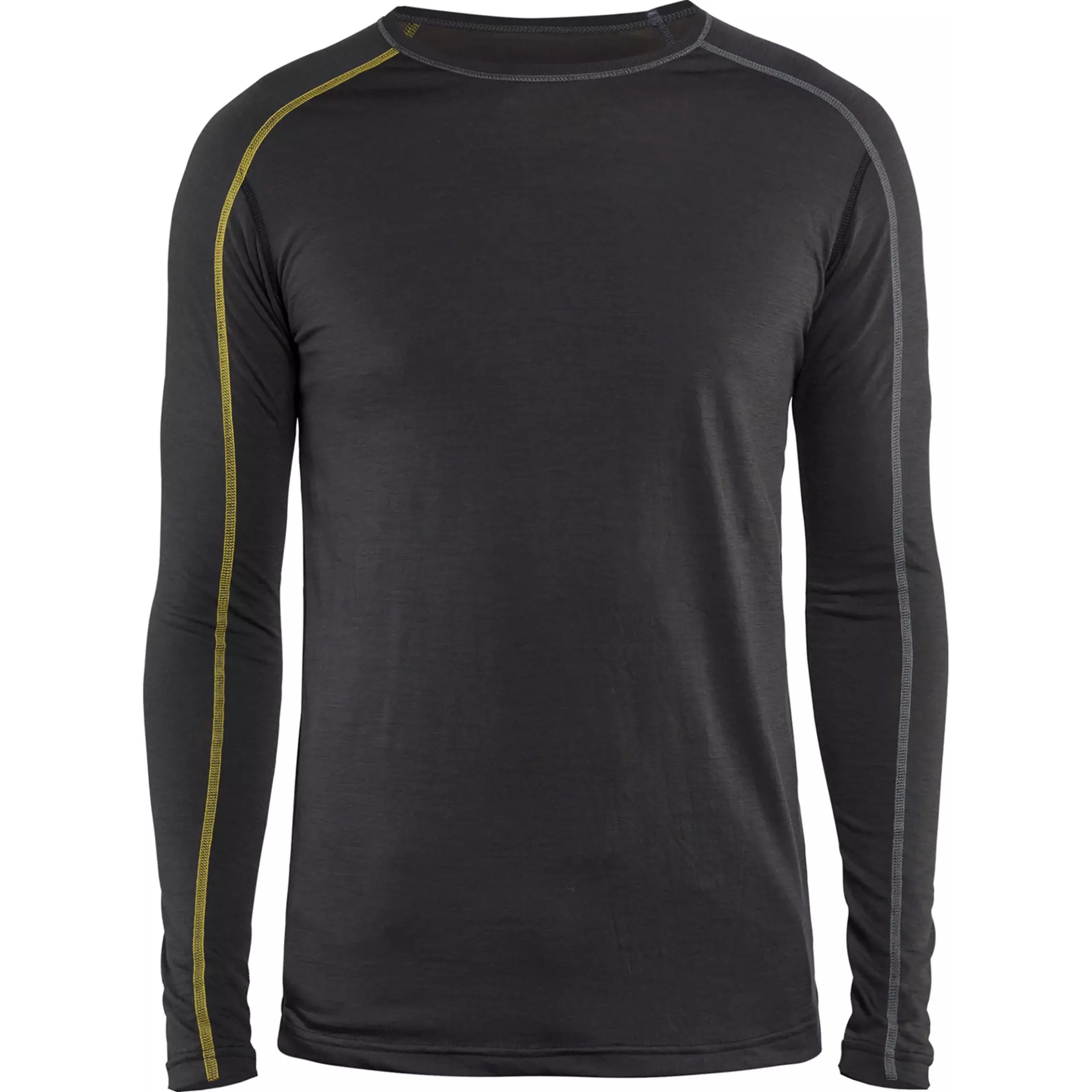 Blåkläder 479917349835, XLIGHT Base Layer Shirt, 100% Merino Wool, Dark Gray/Yellow, image 1