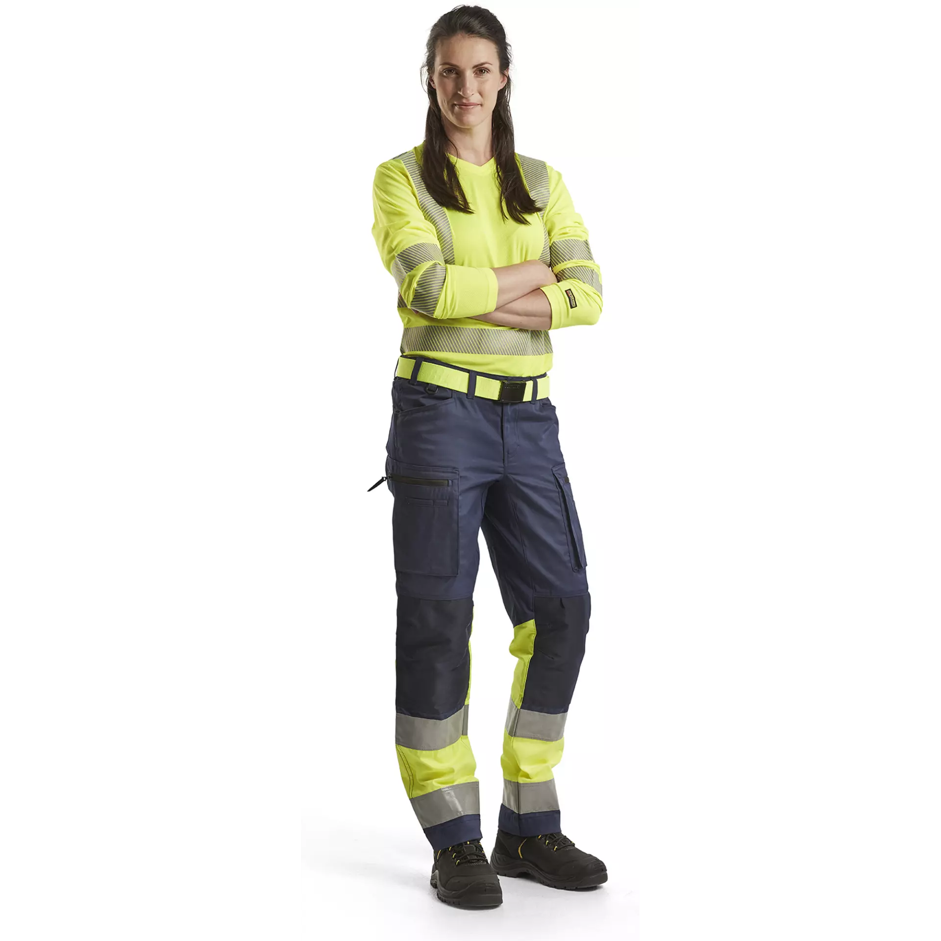 Blåkläder 716118118933, Women's High-Vis Stretch Pants, Navy Blue/High-Vis Yellow, image 5