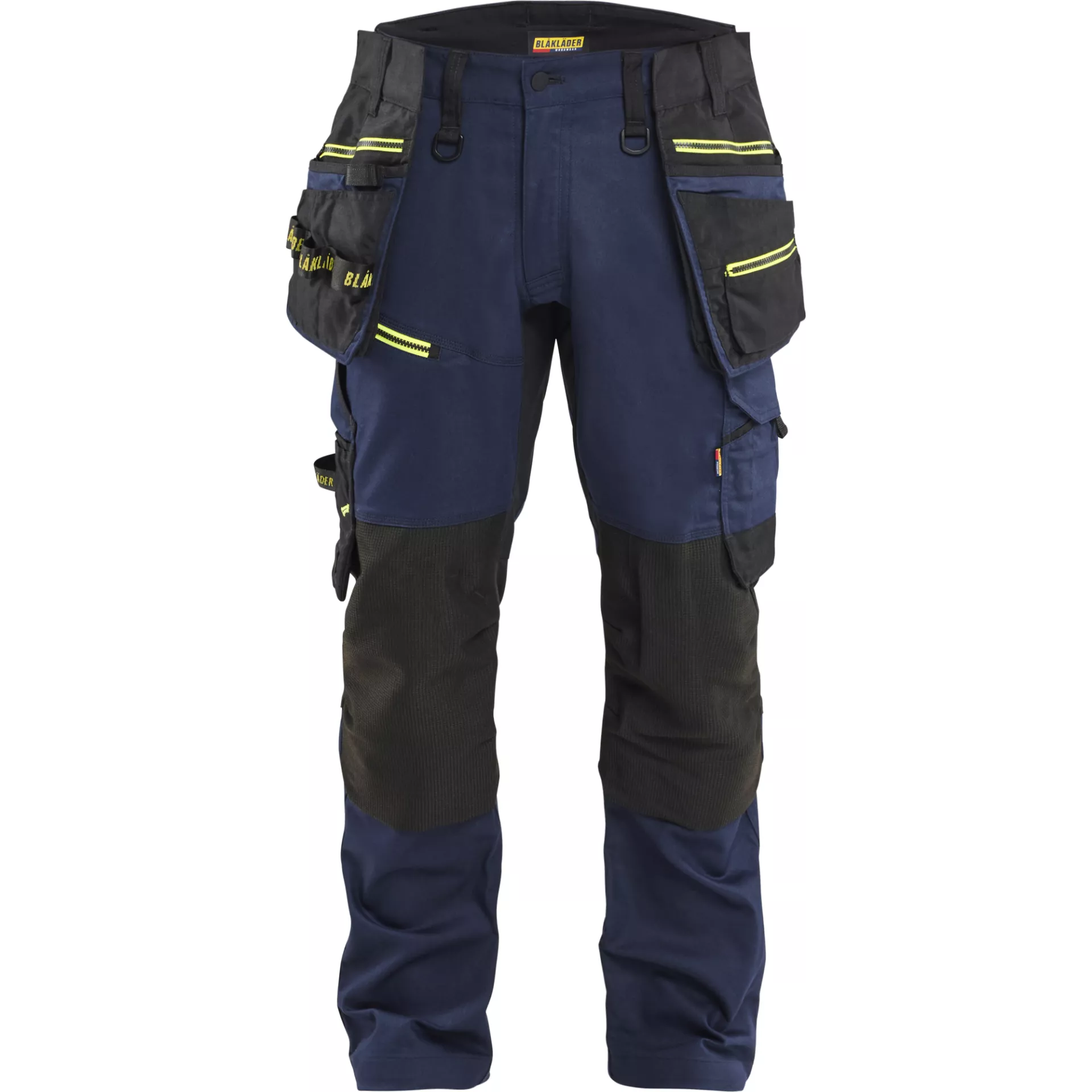 Blåkläder 197011498633, STRIKER Stretch Holster Pocket Trousers, Dark Navy/High Vis Yellow