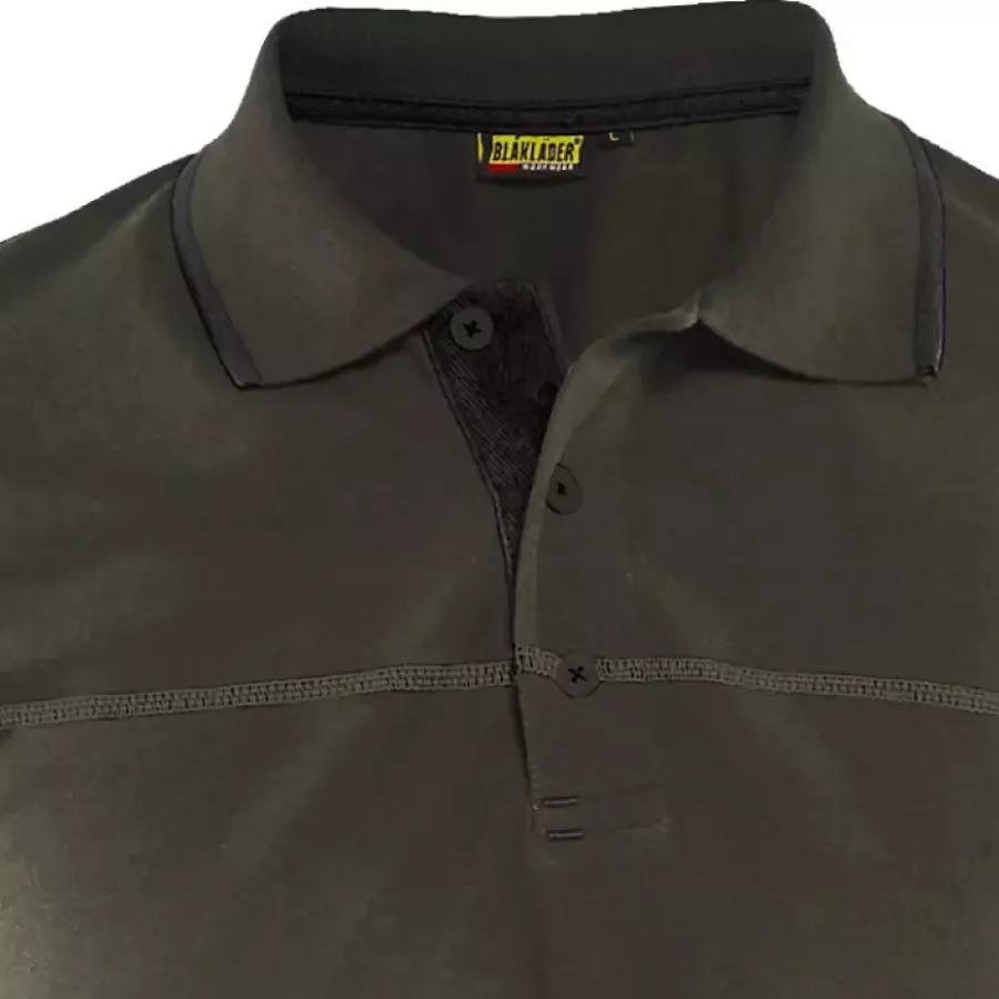 **Ribbed Collar with a Button Closure** gives you a polished look with a comfortable, adjustable fit.