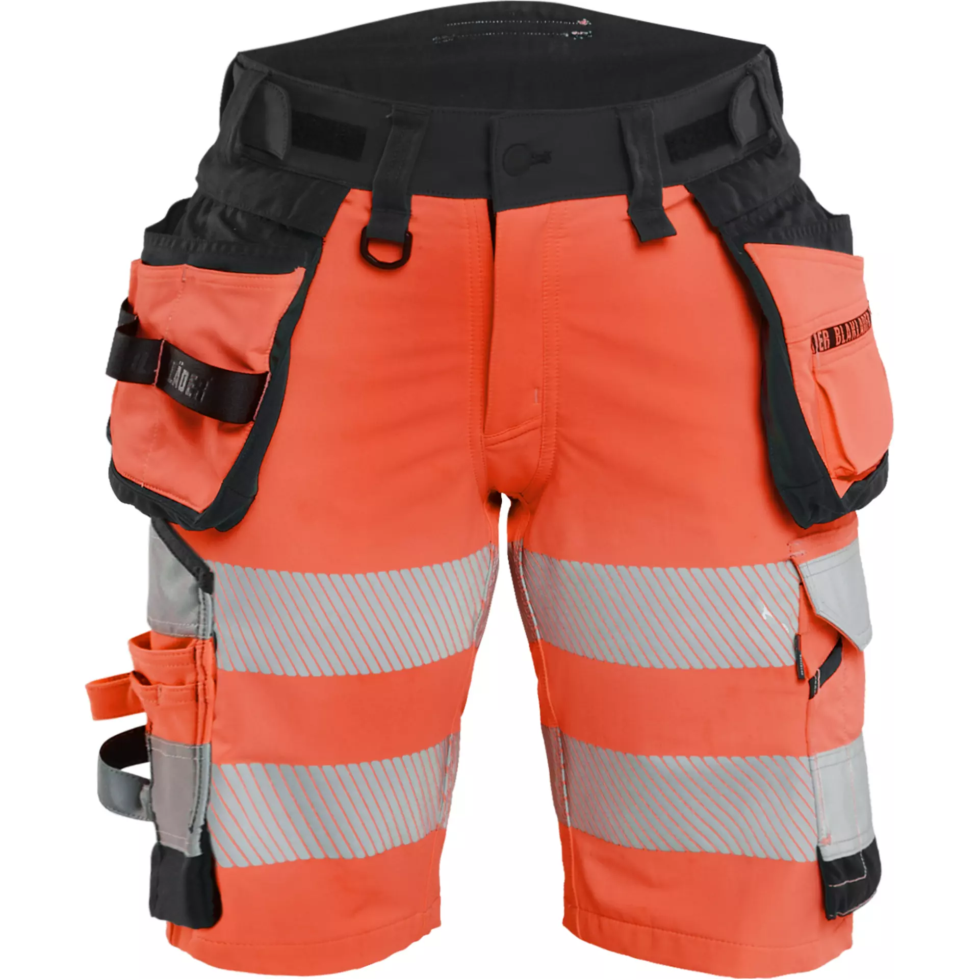 Blåkläder 702016485599, Women's Hi-Vis Work Shorts, 4-Way Stretch, Hi-Vis Red/Black