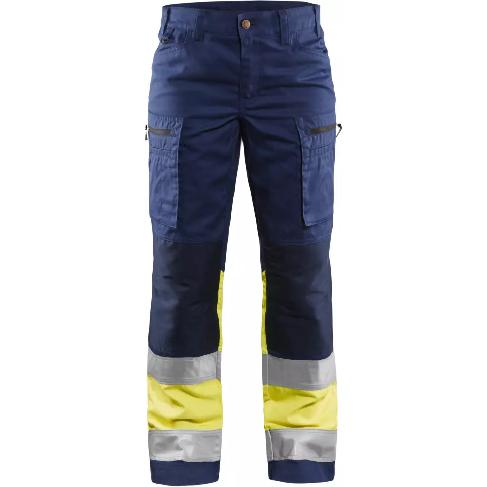 Blåkläder 716118118933, Women's High-Vis Stretch Pants, Navy Blue/High-Vis Yellow, image 1, gallery thumbnail