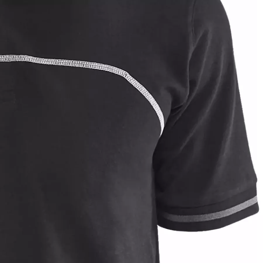 **Short Sleeves with Ribbed Cuffs** offer easy movement while maintaining a neat, structured finish.