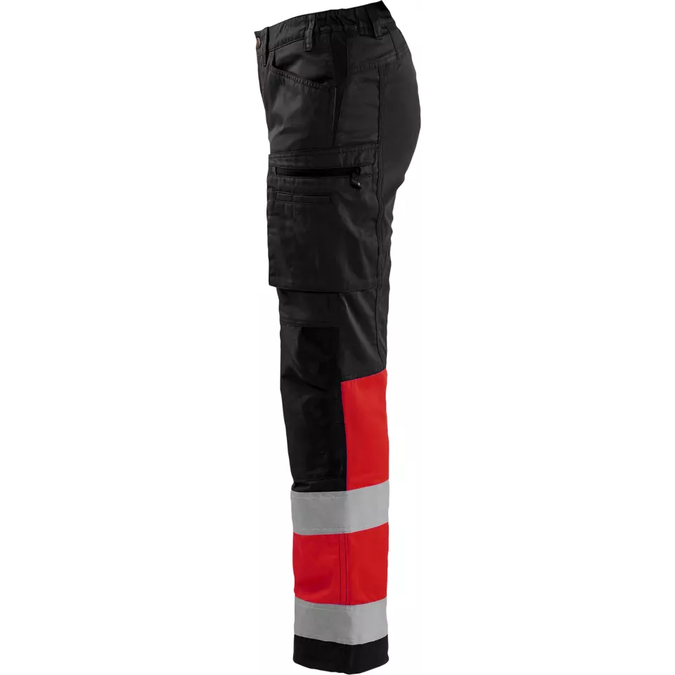 Blåkläder 716118119955, Women's High-Vis Stretch Pants, Black/High-Vis Red, image 3, gallery thumbnail