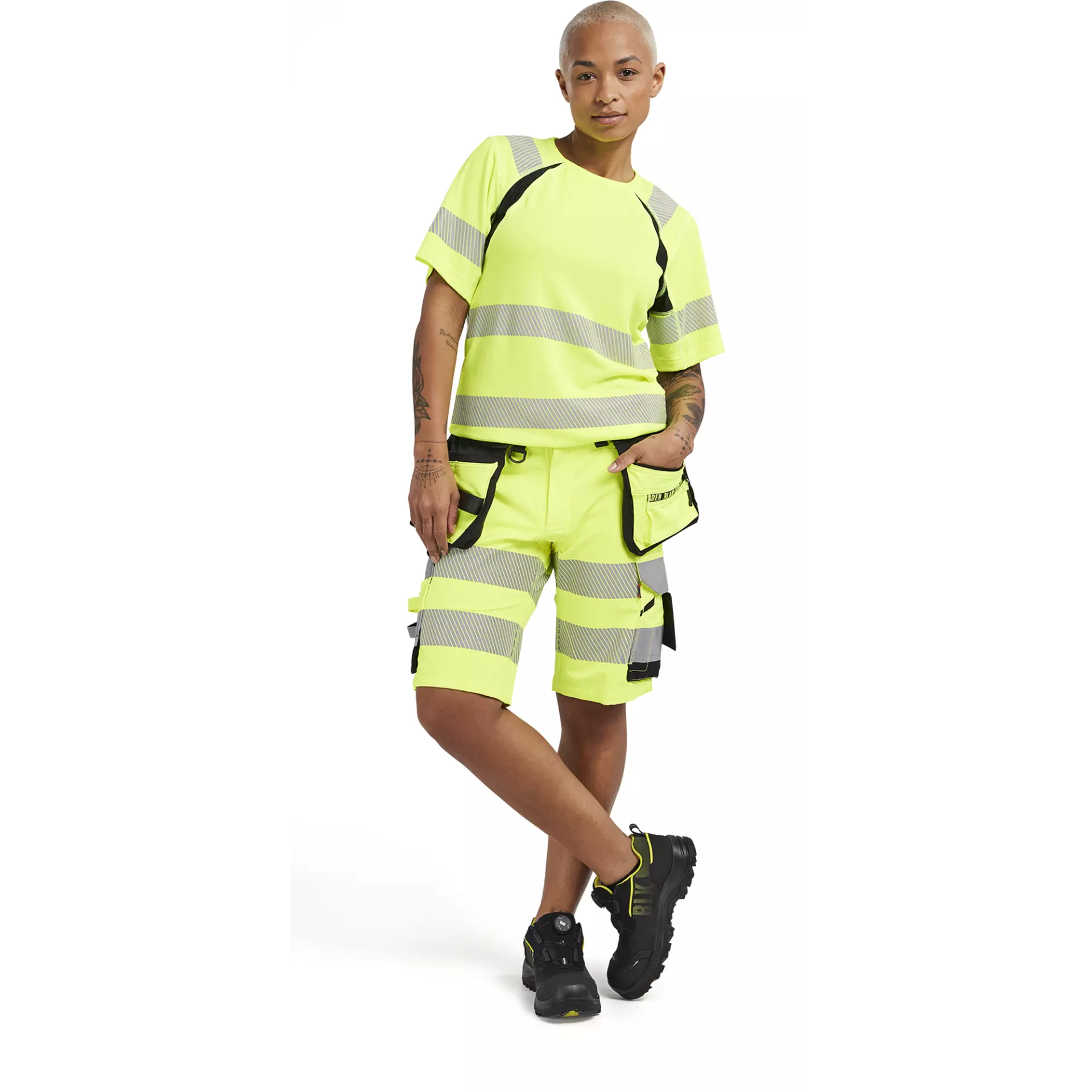 Blåkläder 702016483399, Women's High-Vis Work Shorts, 4-Way Stretch, Hi-Vis Yellow/Black, image 5