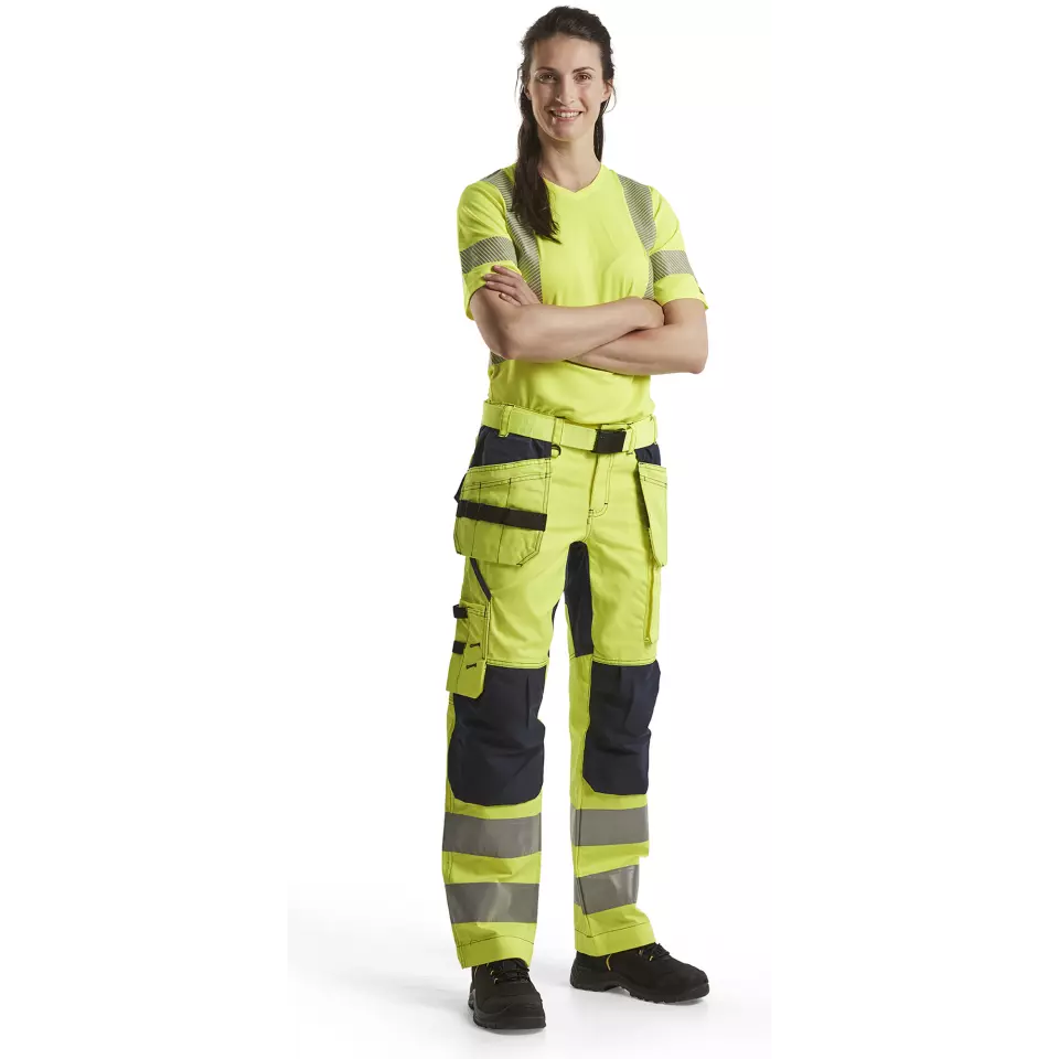 Blåkläder 716318113389, Women's High-Vis Holster Pants, Stretch, High-Vis Yellow/Navy Blue, image 5, gallery thumbnail