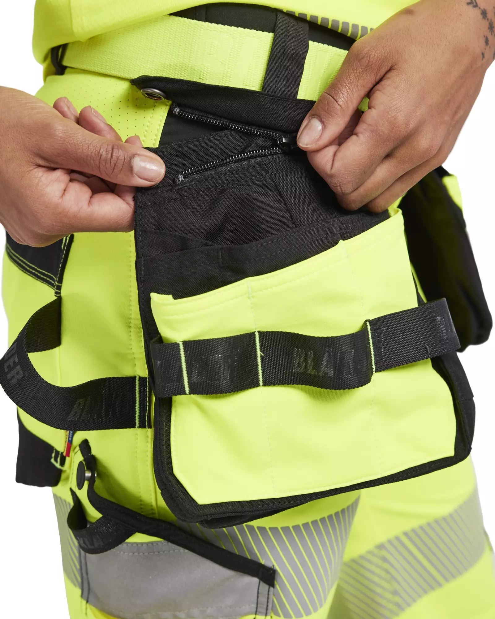 Blåkläder 702016483399, Women's High-Vis Work Shorts, 4-Way Stretch, Hi-Vis Yellow/Black, image 7