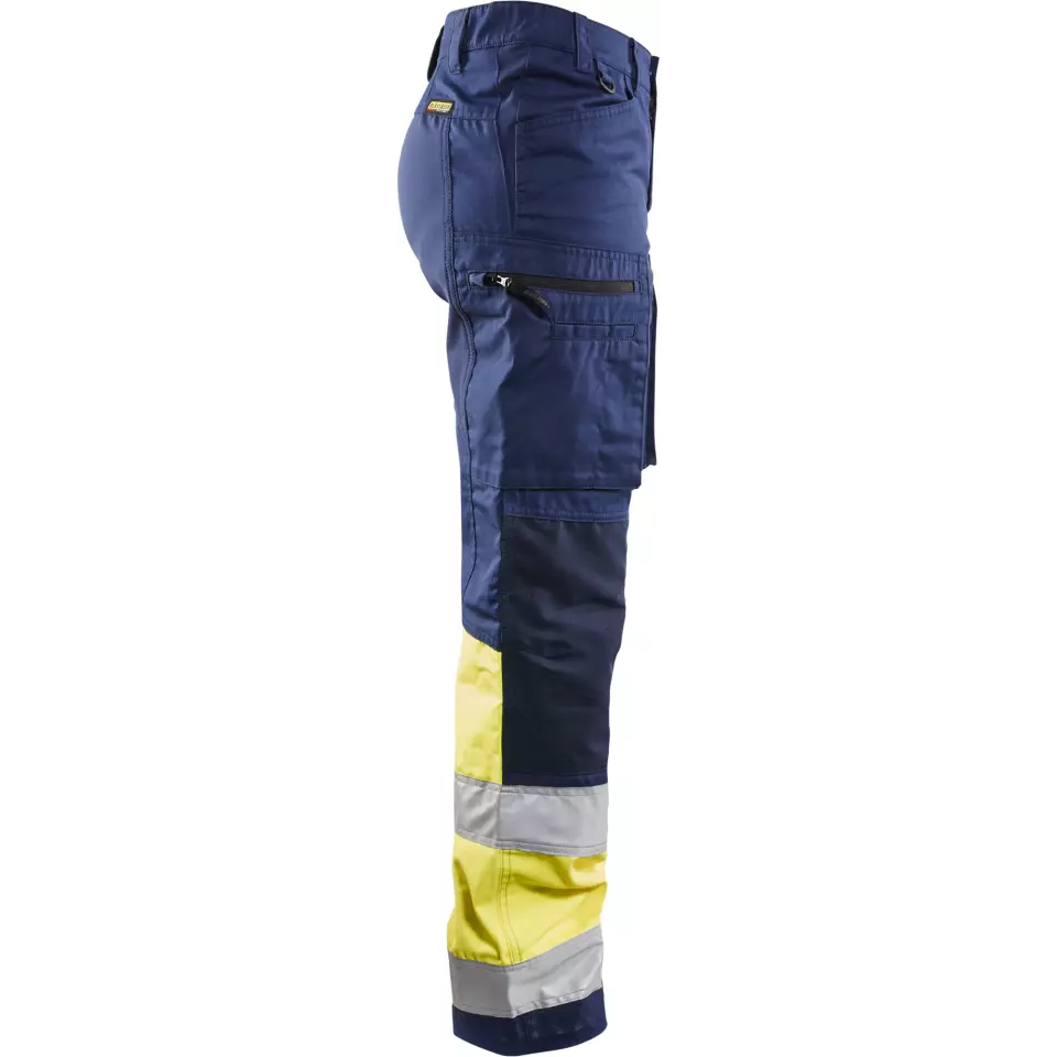 Blåkläder 716118118933, Women's High-Vis Stretch Pants, Navy Blue/High-Vis Yellow, image 2, gallery thumbnail
