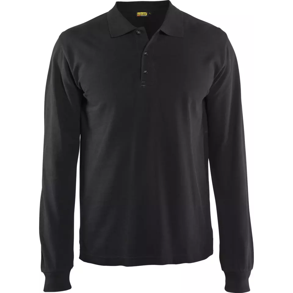 Blåkläder 338810509900, Long Sleeve Pique Polo Shirt, Black, image 1, gallery thumbnail