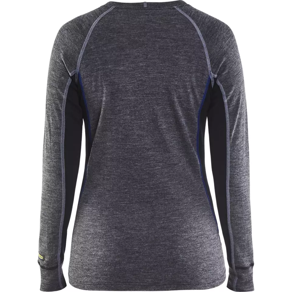 Blåkläder 720017329699, WARM Women's Long-Sleeved Base Layer Shirt, 100% Merino Wool, Gray/Black, image 4, gallery thumbnail