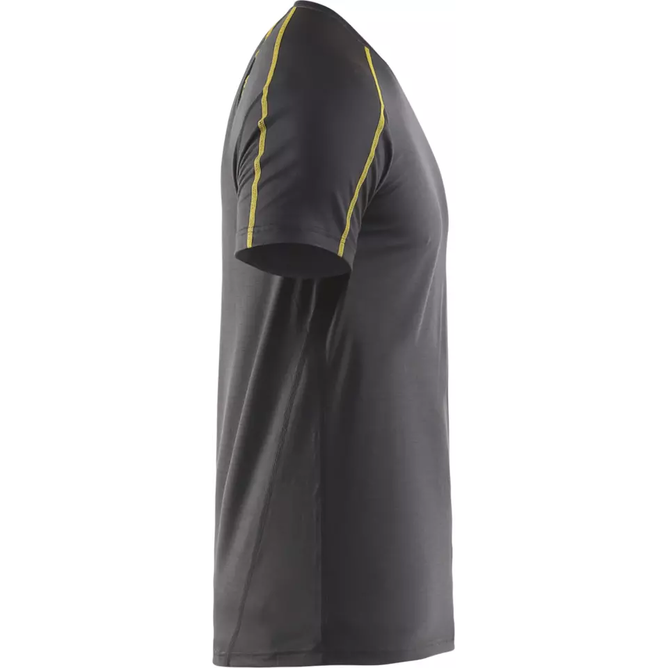 Blåkläder 479817349835, XLIGHT Short-Sleeved Base Layer Shirt, 100% Merino Wool, Dark Gray/Yellow, image 2, gallery thumbnail