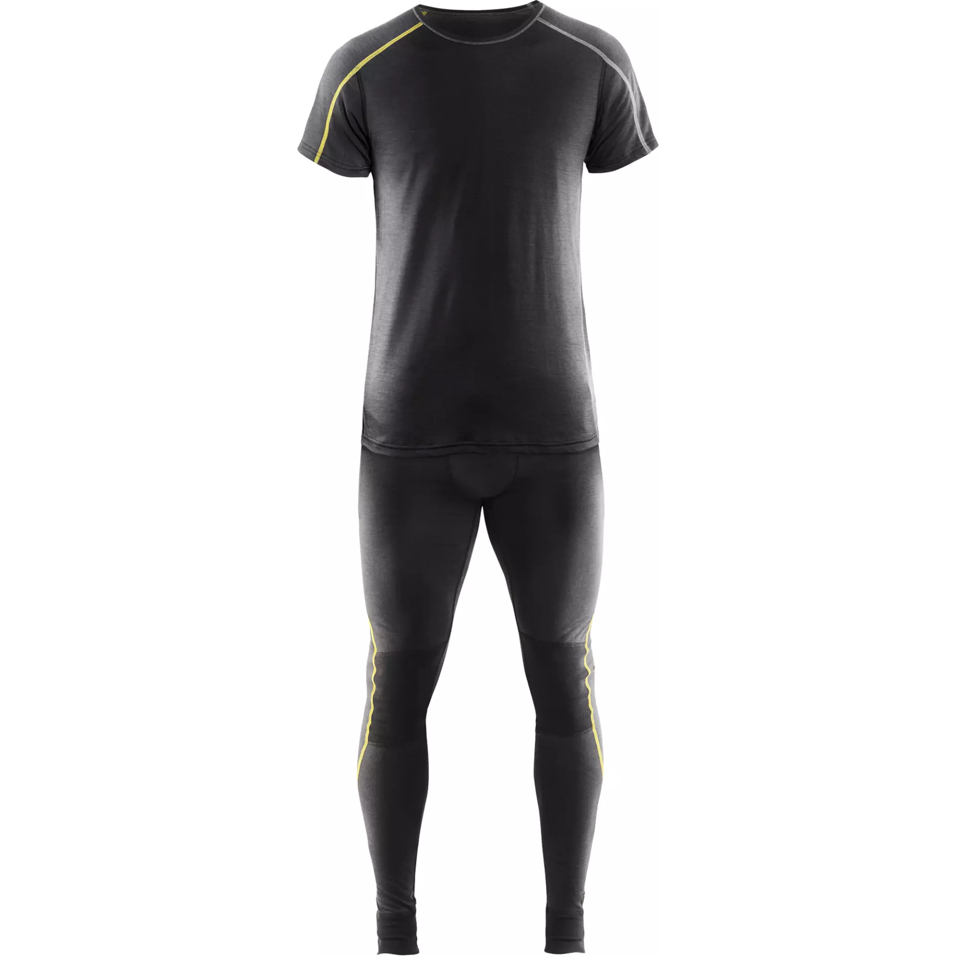 Blåkläder 479817349835, XLIGHT Short-Sleeved Base Layer Shirt, 100% Merino Wool, Dark Gray/Yellow, image 6