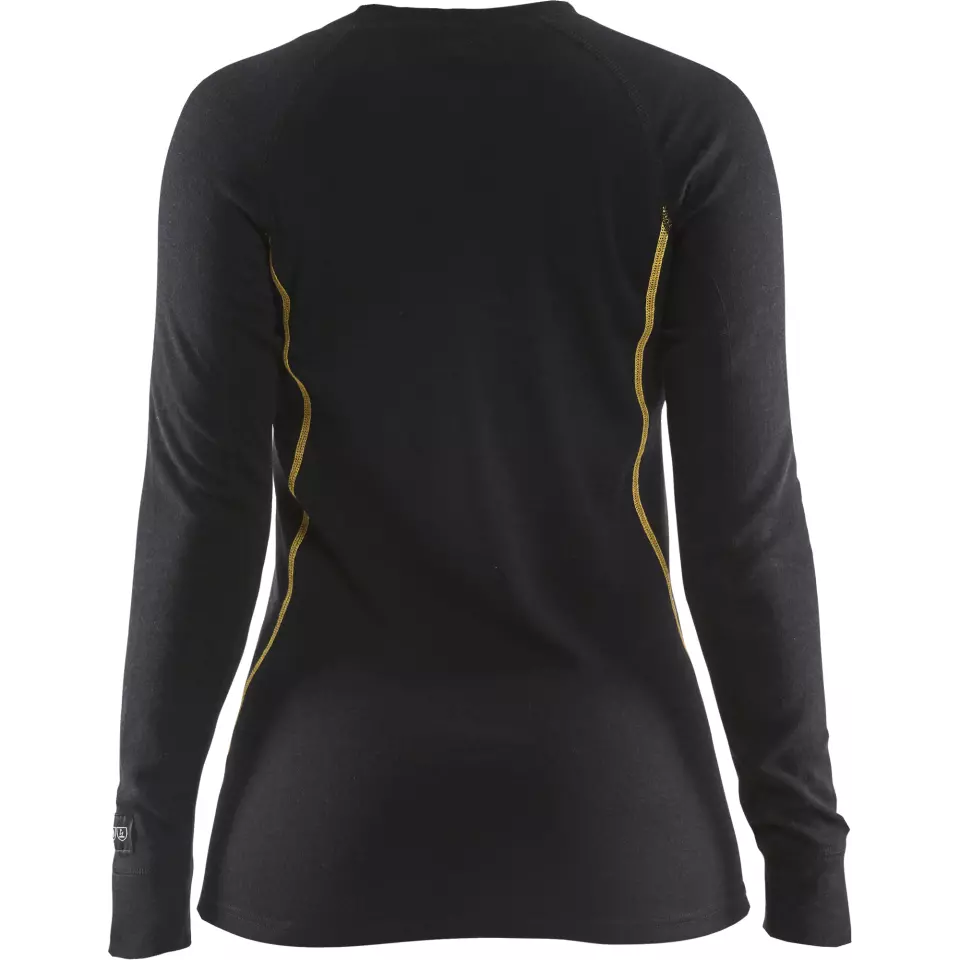 Blåkläder 721310759900, Women's Flame Retardant Long Sleeve Base Layer Shirt, 68% Merino Wool, Black, image 3, gallery thumbnail