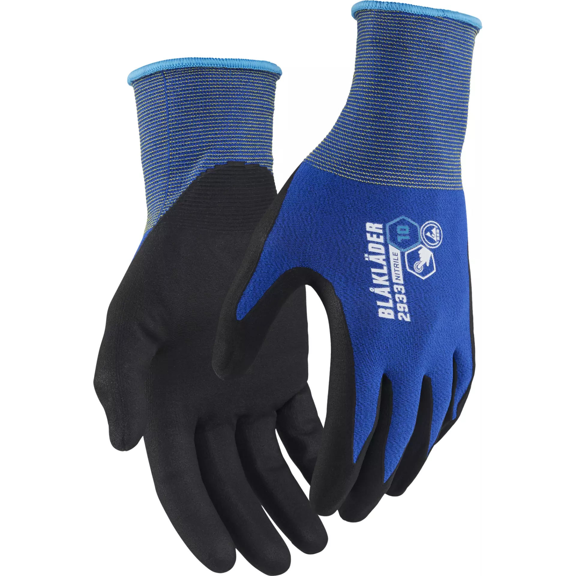 Blåkläder 293314068500, Touch Nitrile Coated Work Glove, Bright Blue