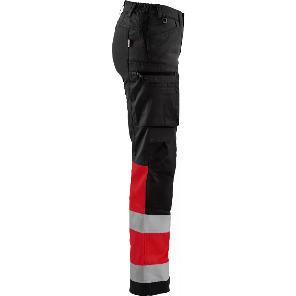 Blåkläder 716118119955, Women's High-Vis Stretch Pants, Black/High-Vis Red, image 2, gallery thumbnail