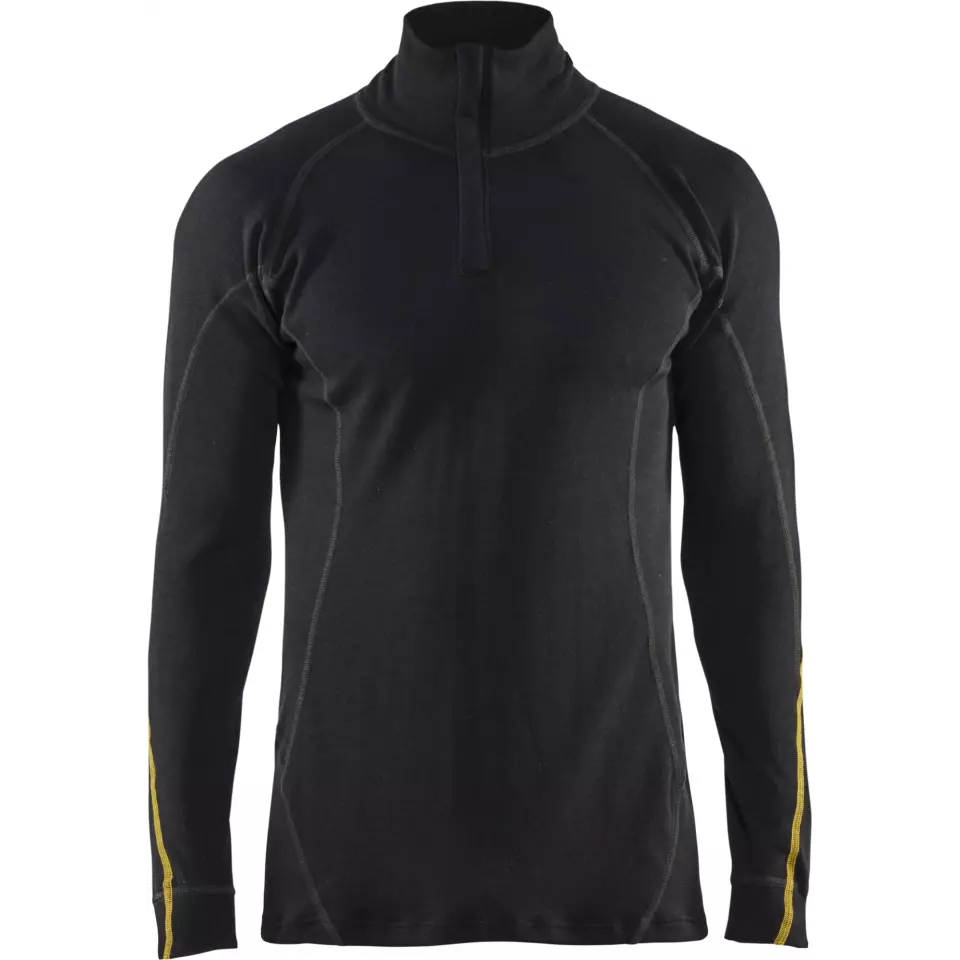 Blåkläder 479610759900, Flame Retardant Base Layer Shirt With Zipper, 68% Merino Wool, Black, image 1, gallery thumbnail