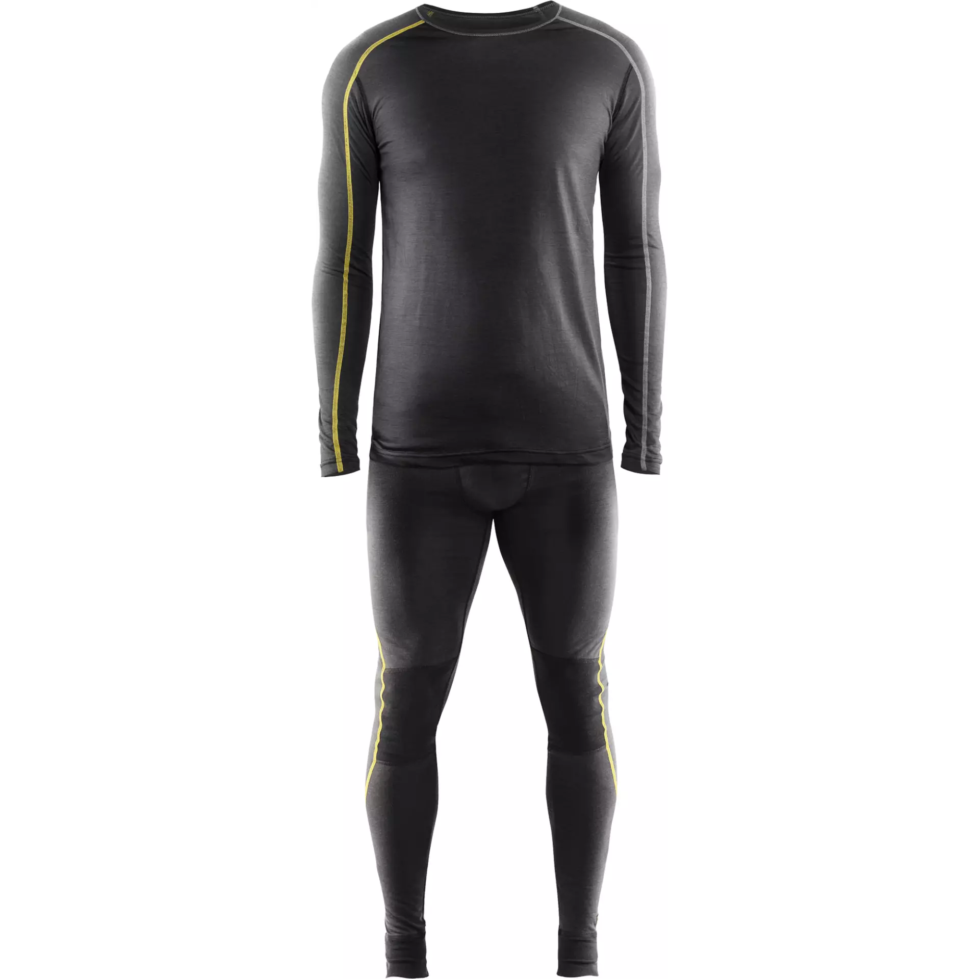 Blåkläder 479917349835, XLIGHT Base Layer Shirt, 100% Merino Wool, Dark Gray/Yellow, image 6