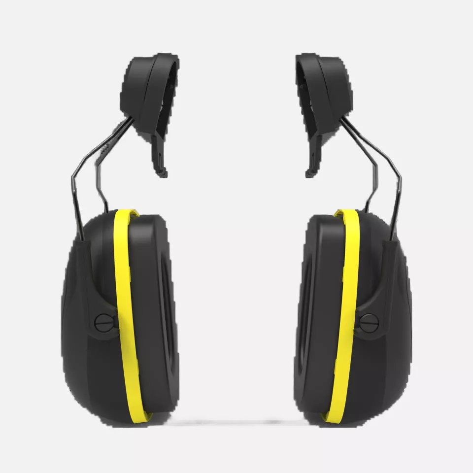 Guardio 1001853001, Freebird Comfort Plus Helmet Mounted Earmuffs, Black/Yellow, image 3, gallery thumbnail