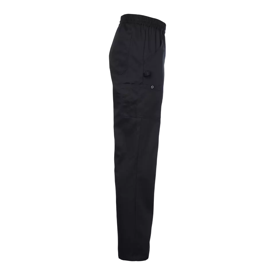 South West 1001776001, Emir Chefs Trousers Elastic Waist, Black, image 3, gallery thumbnail