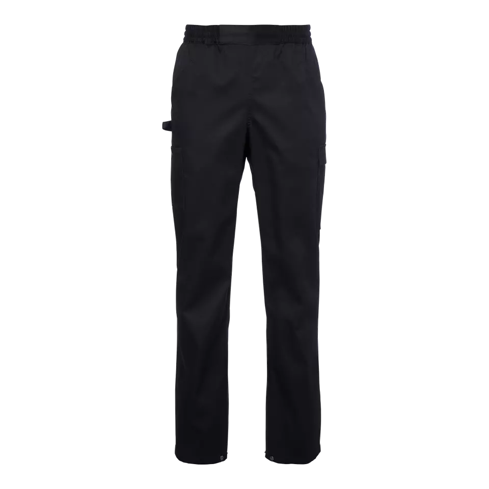 South West 1001776001, Emir Chefs Trousers Elastic Waist, Black, image 1, gallery thumbnail