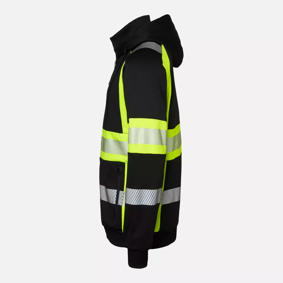 Top Swede 1001889914, Hooded Sweat Jacket, Black/High Vis Yellow, image 4, gallery thumbnail