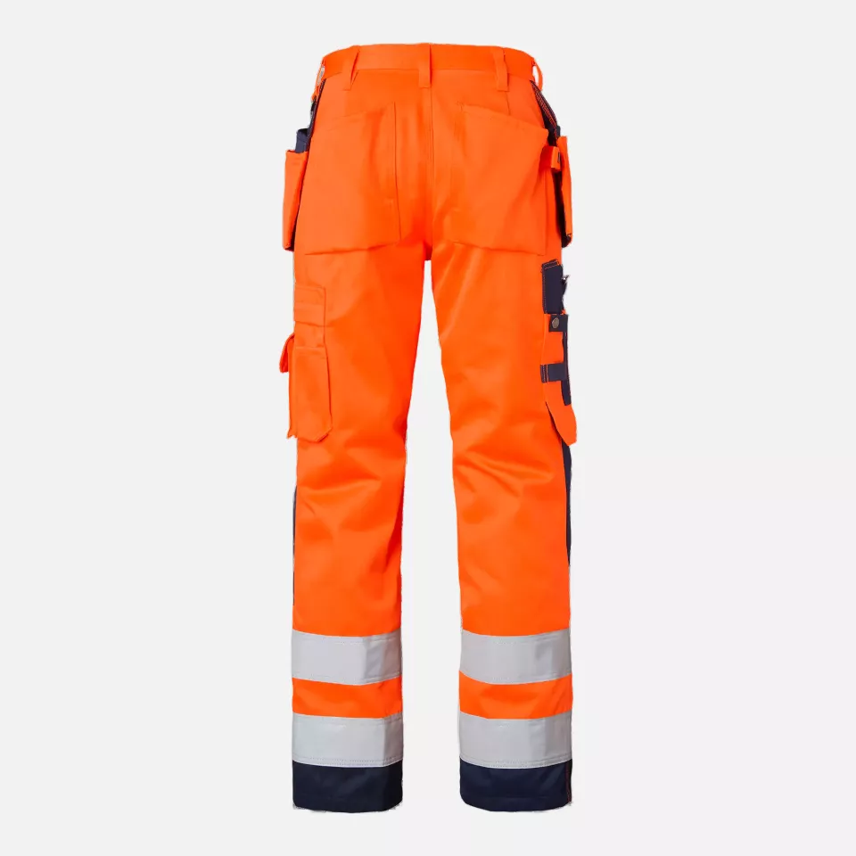 Top Swede 1000852991, Craftsmen Work Pants High-Visibility, High Vis Orange/Navy, image 2, gallery thumbnail