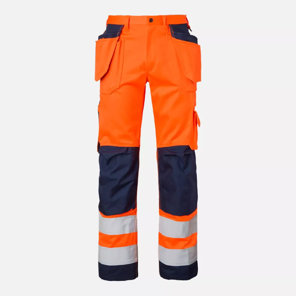 Top Swede 1000852991, Craftsmen Work Pants High-Visibility, High Vis Orange/Navy, image 1, gallery thumbnail