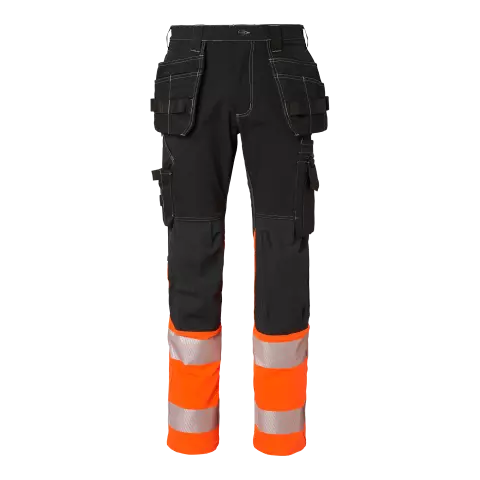 Top Swede Craftsmen Trousers High-Visibility, Black/High Vis Orange
