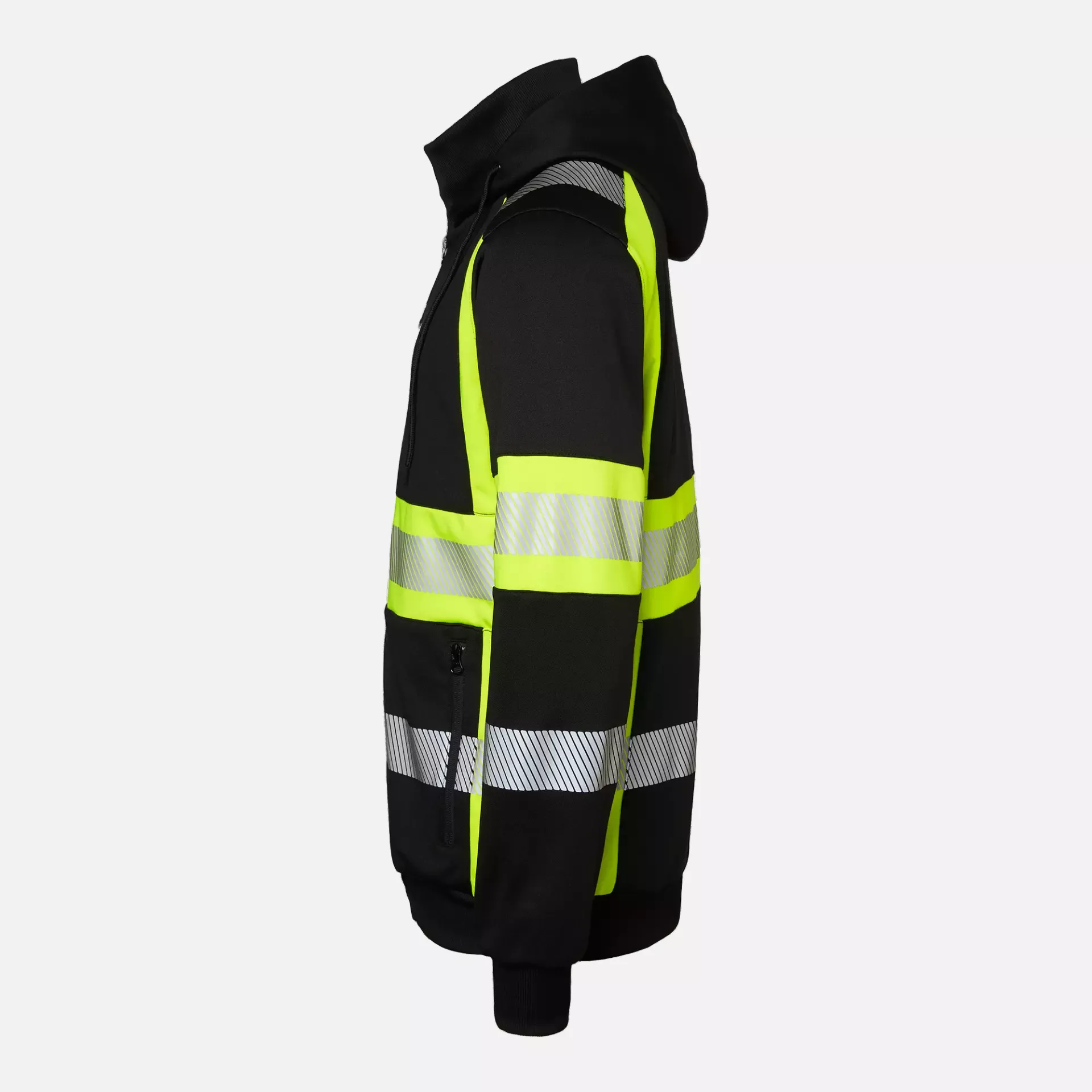 Top Swede 1001889914, Hooded Sweat Jacket, Black/High Vis Yellow, image 4
