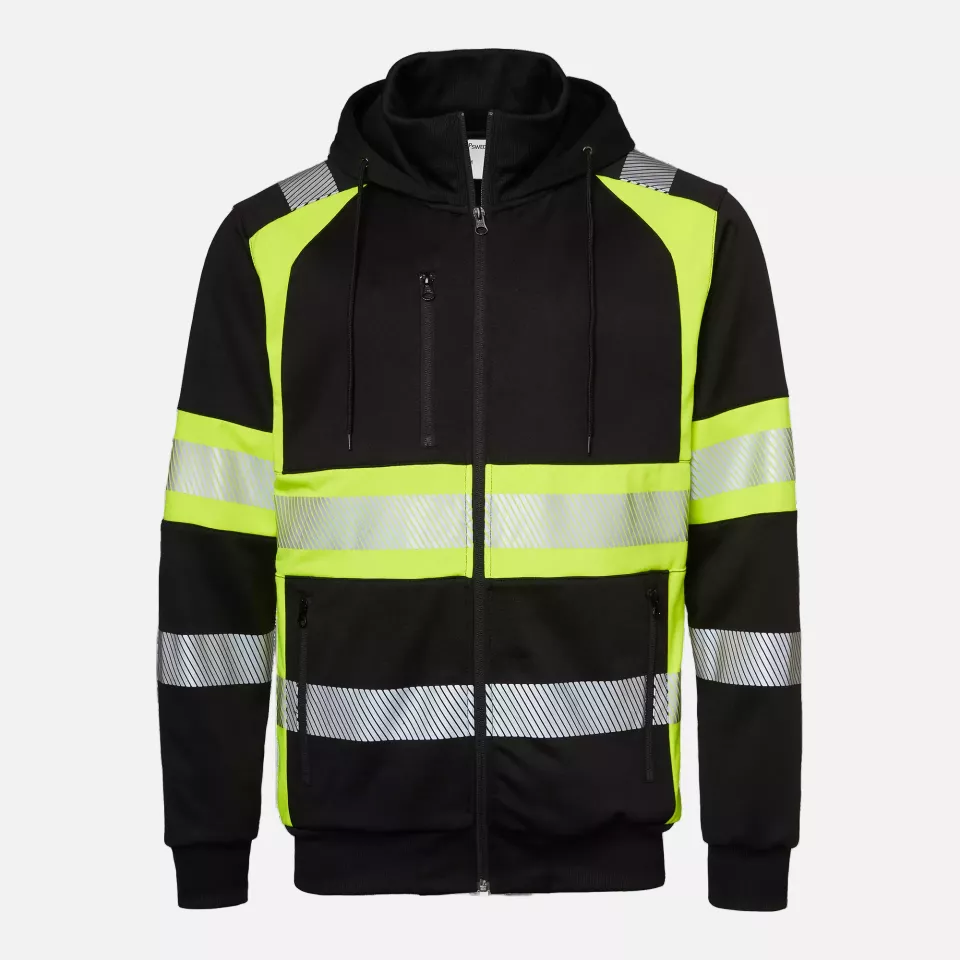 Top Swede 1001889914, Hooded Sweat Jacket, Black/High Vis Yellow, image 1, gallery thumbnail