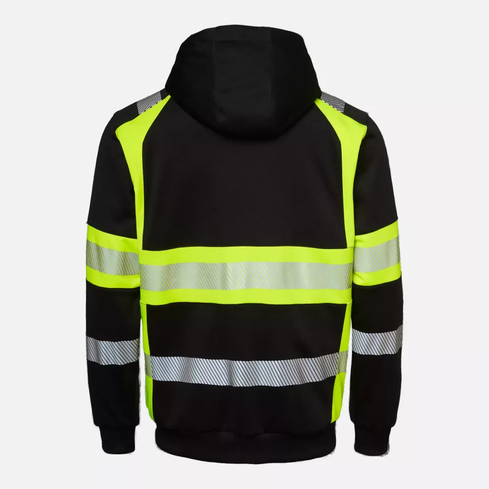 Top Swede 1001889914, Hooded Sweat Jacket, Black/High Vis Yellow, image 2, gallery thumbnail