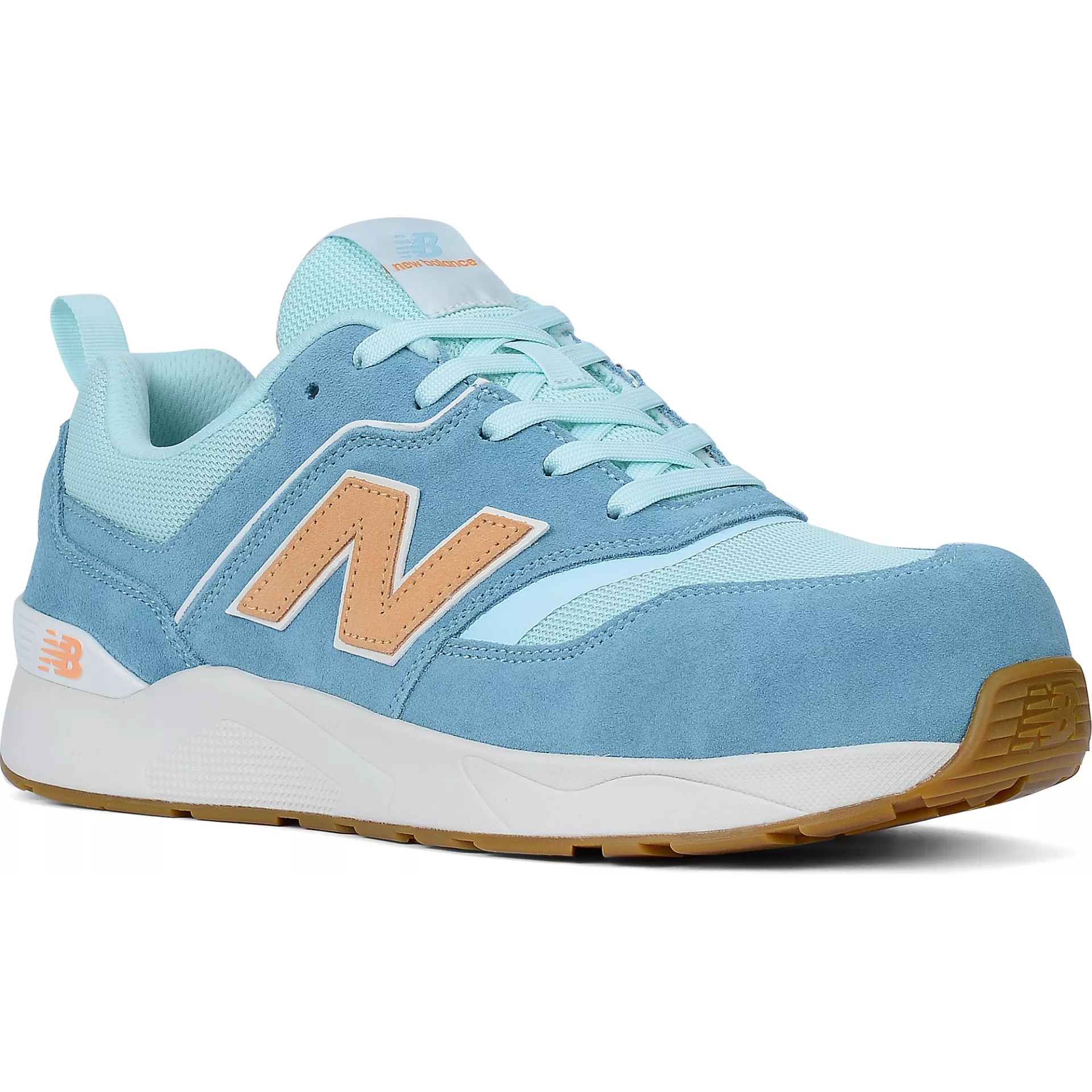 New Balance WEELCAPMO0B, Elite Lite Womens Safety Shoes S1 PL, Milky Blue/Orange