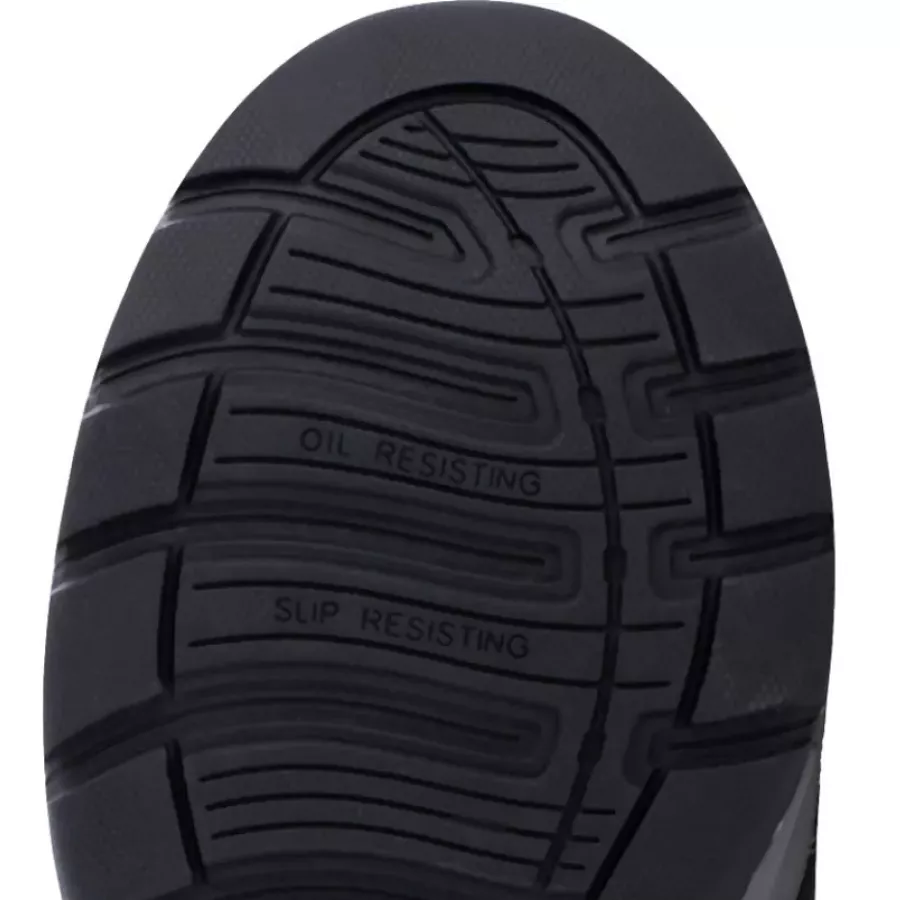 **Rutschfeste Laufsohle** bietet stabilen Halt und Sicherheit auf rutschigen Oberflächen.