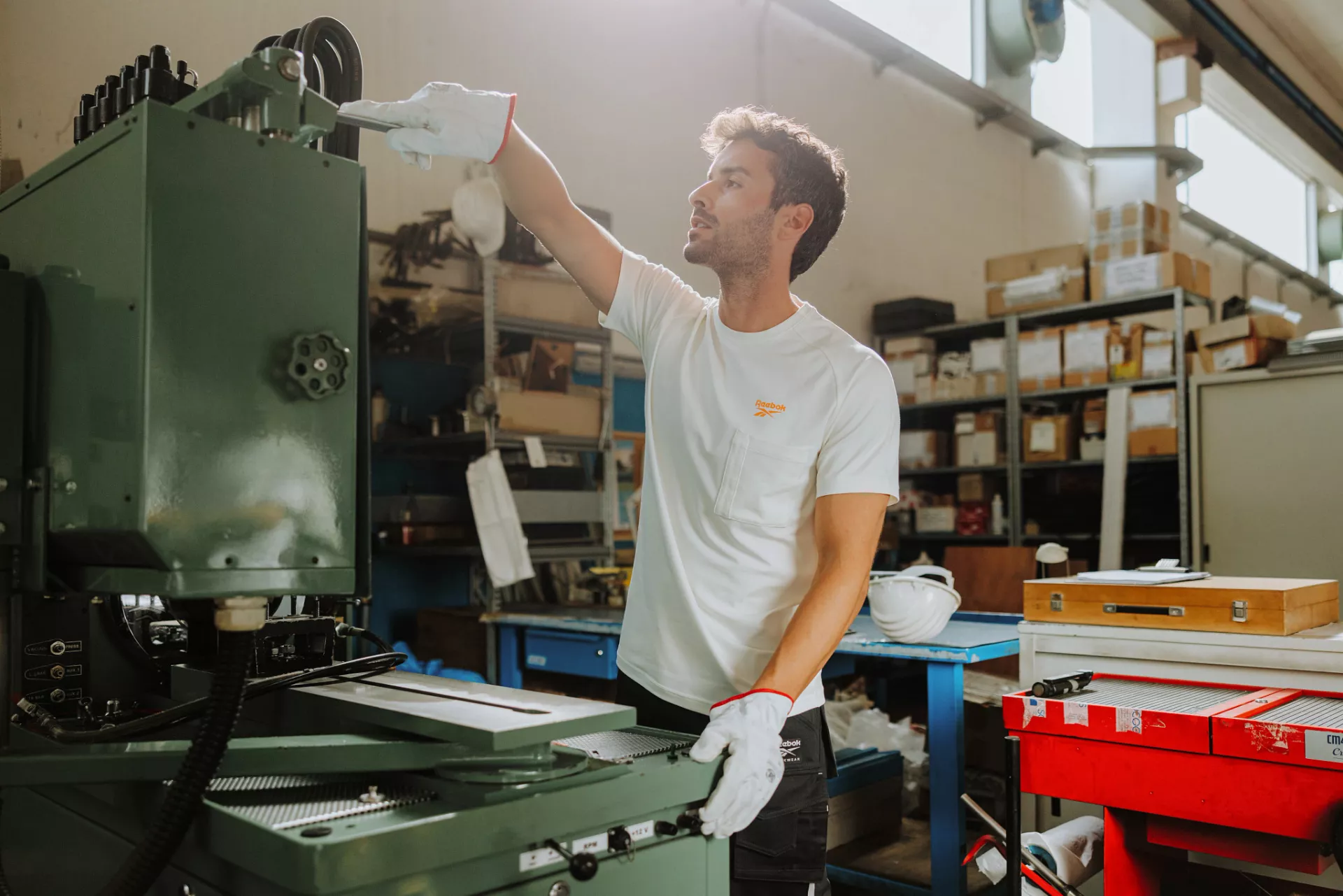 Reebok RB003TOFW2, Lockup Herren Strick-T-Shirt, Off White, image 3