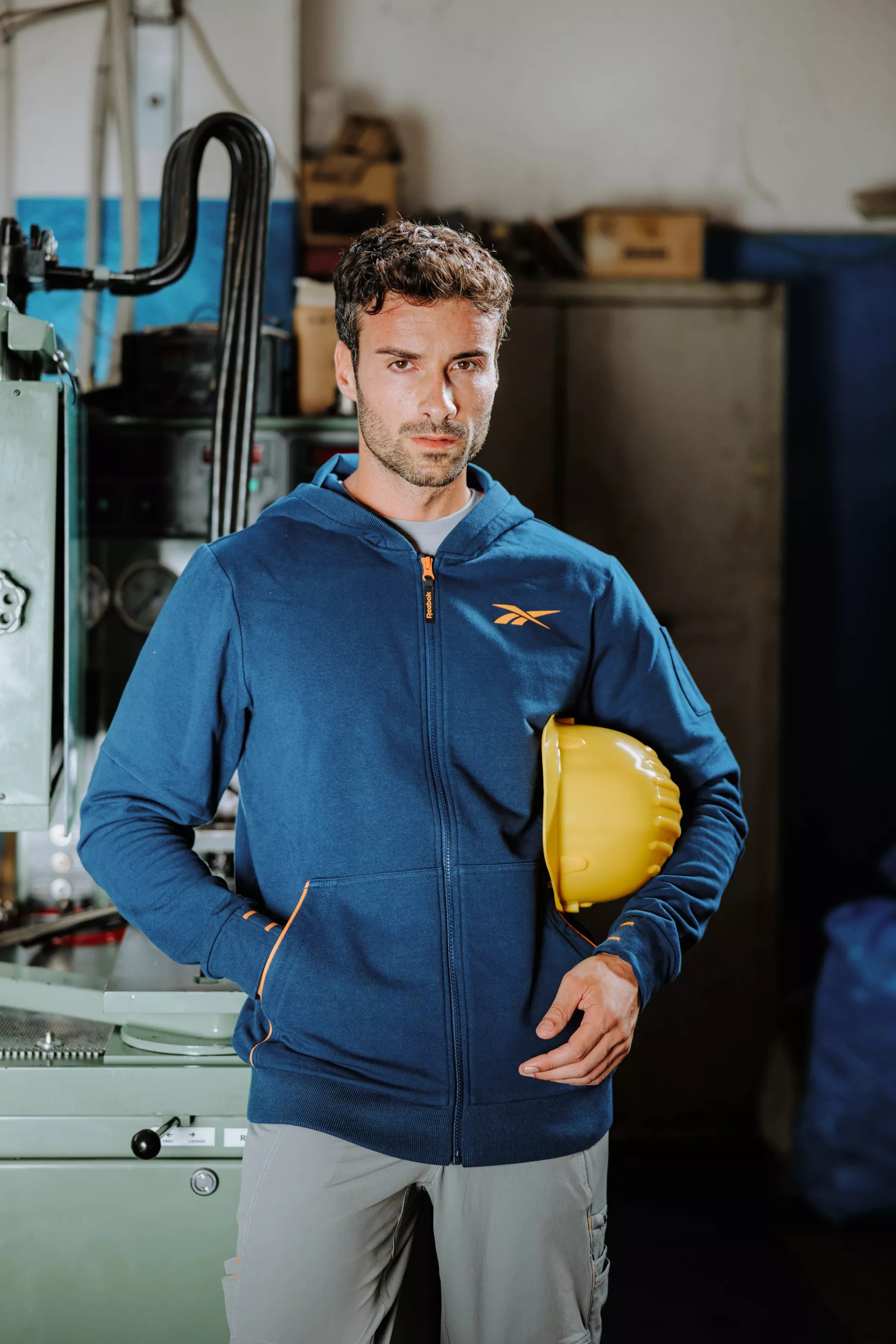 Reebok RB001JNVB, Mens Knitted Hoodie, Navy Blue, image 2