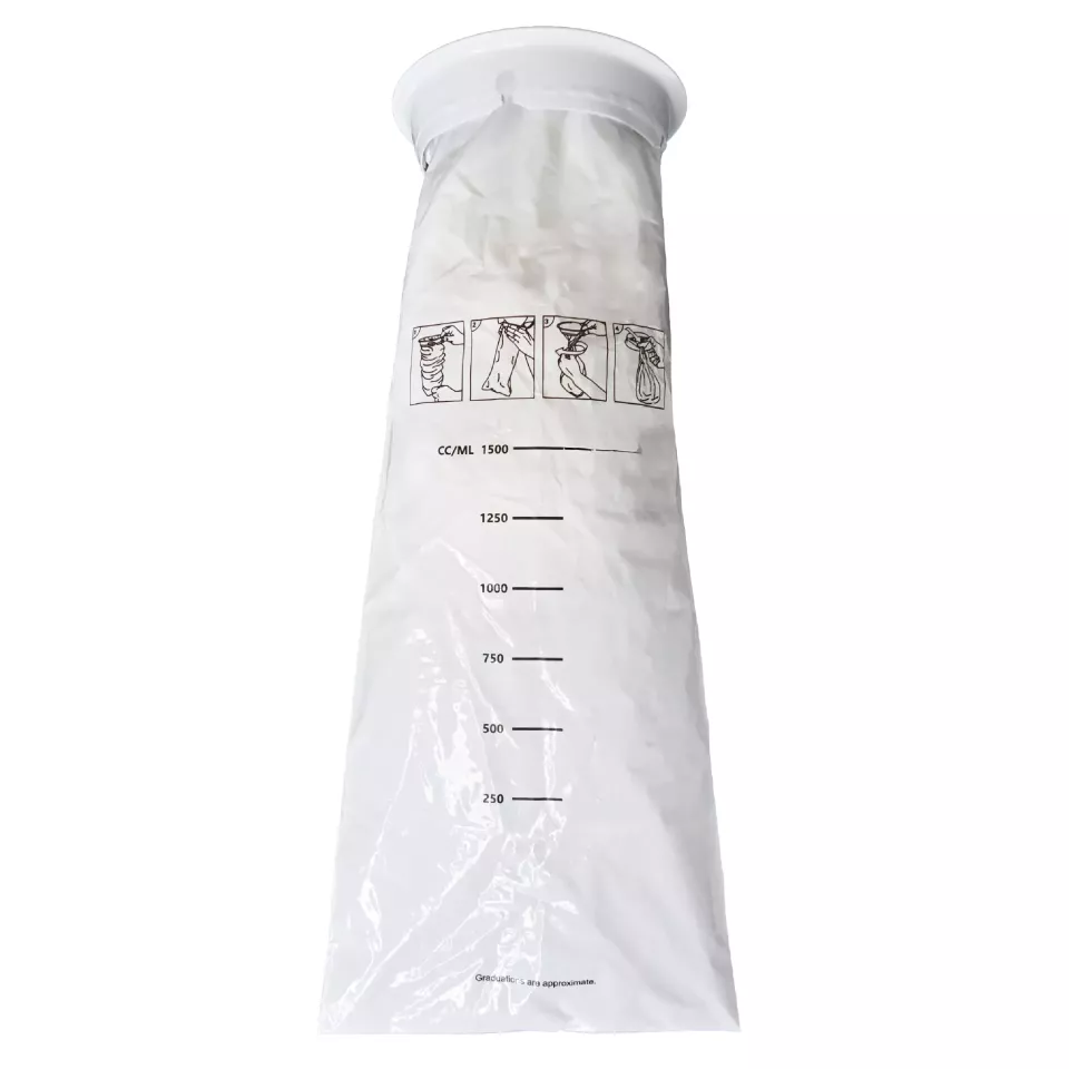 Nitras Medical 421500, Disposable Spit Bag with Sealing Ring, White, image 2, gallery thumbnail