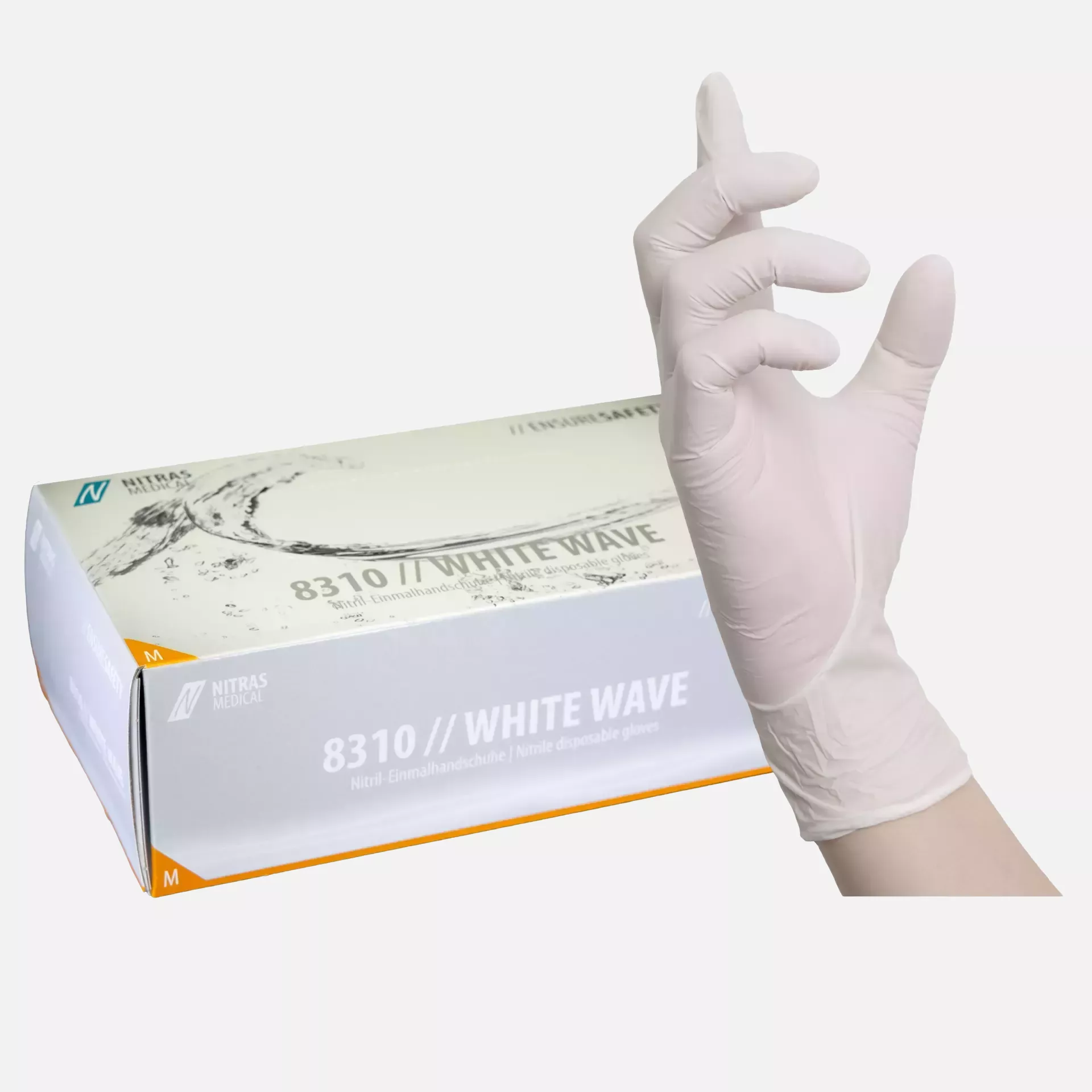 Nitras Medical 8310, WHITE WAVE nitrile disposable gloves, white, image 1