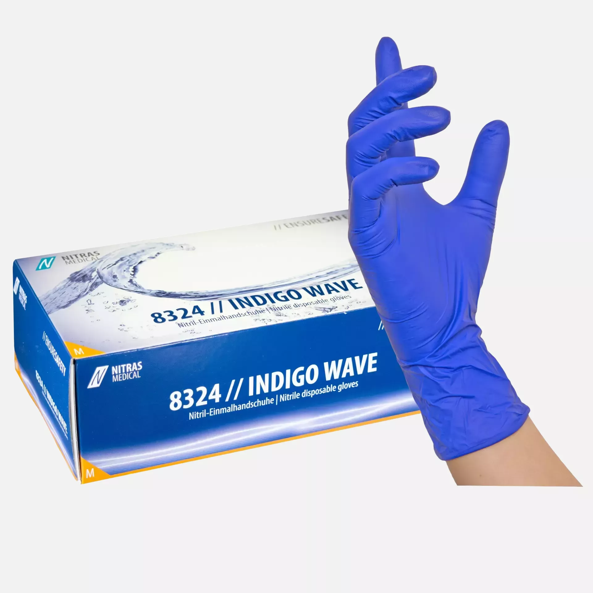Nitras Medical 8324, INDIGO WAVE nitrile disposable gloves, dark blue, image 1