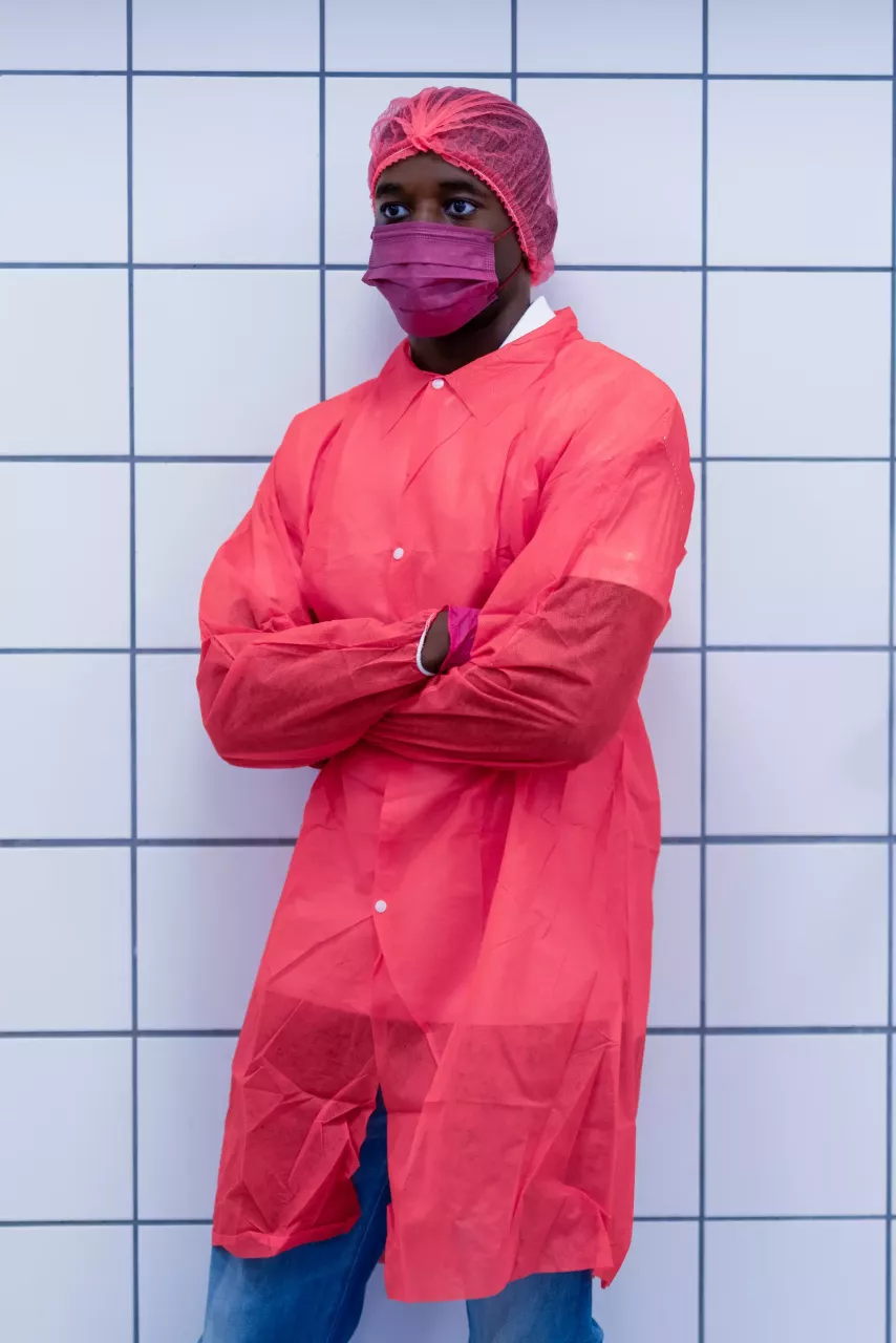 Nitras Medical 4531, PP-visitor coat, with collar, XXL, image 2, gallery thumbnail