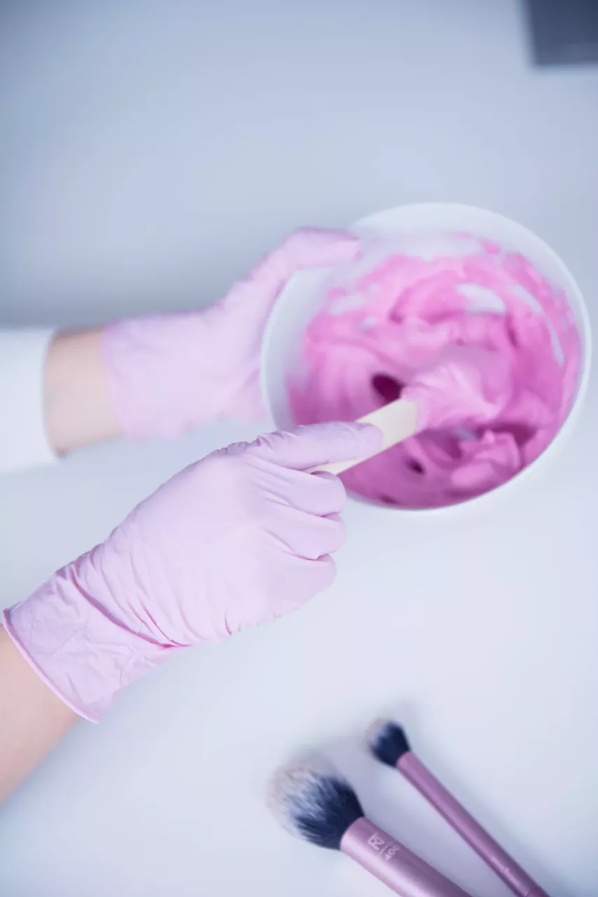 Nitras Medical 8321, PINK WAVE nitrile disposable gloves, light pink, image 3, gallery thumbnail